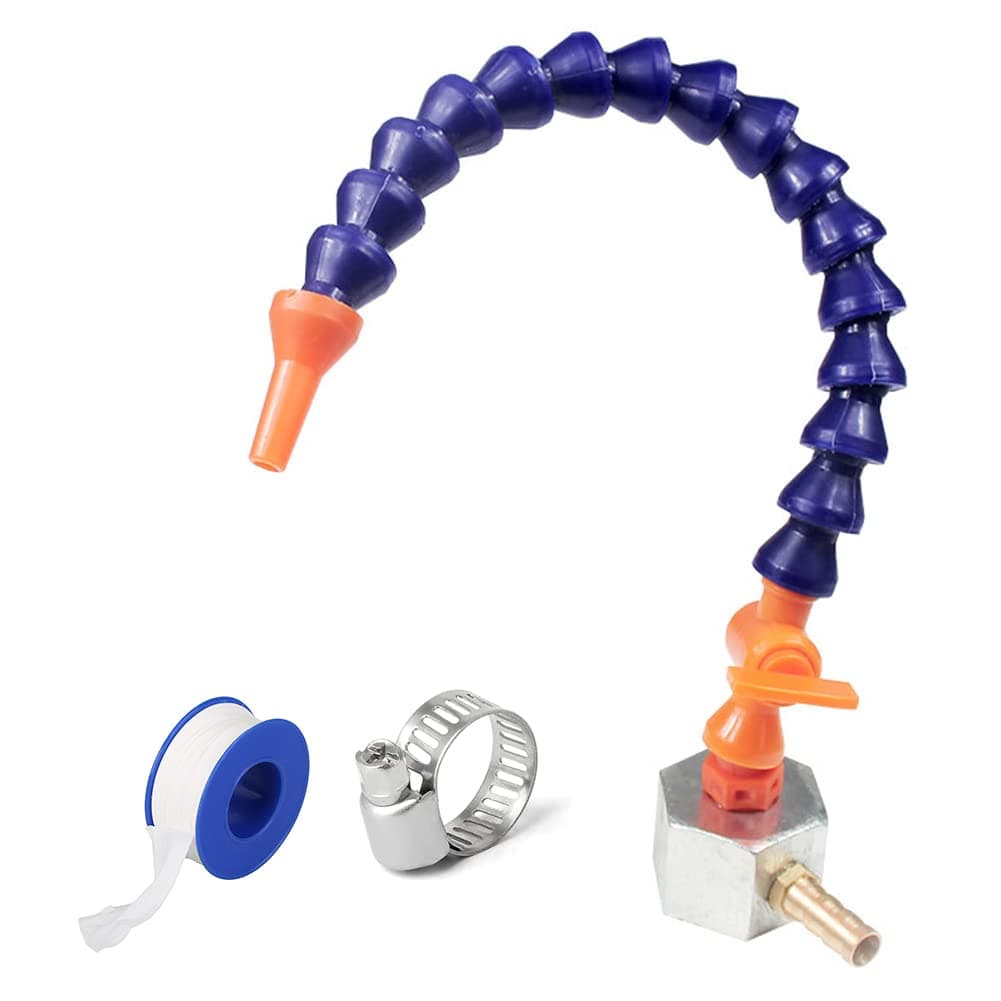 Magnetic Base with Barb Connector + 1/4"PT Round Nozzle Plastic Coolant Pipe with Switch Adjustable Flexible Water Oil Cooling Hose