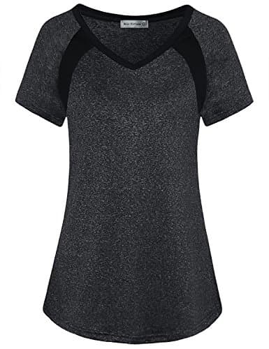 MISS FORTUNE Yoga Workout Tops for Women Loose Plus Size, Short Sleeve Running Tunic Activewear Athletic Wear Exercise Shirts Gym Clothes Trainning,Grey 2X