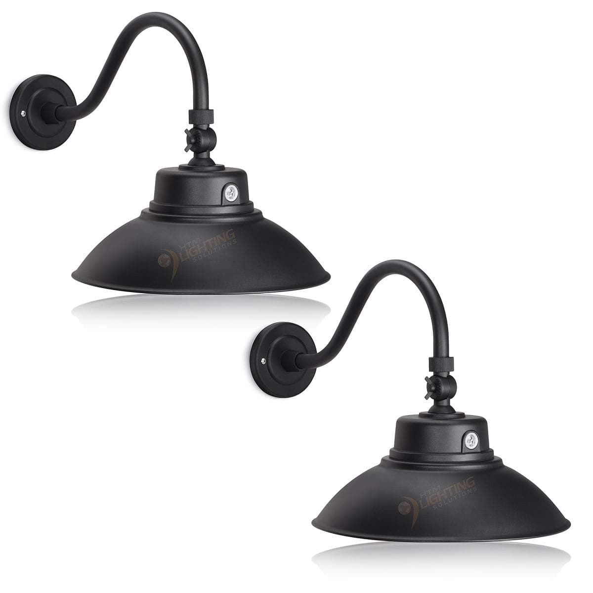 2 Pack - 14in. Black Gooseneck Barn Light LED Fixture for Indoor/Outdoor Use – Photocell Included - Swivel Head - 42W - 3800lm - Energy Star Rated - ETL Listed - Sign Lighting - 3000K (Warm White)