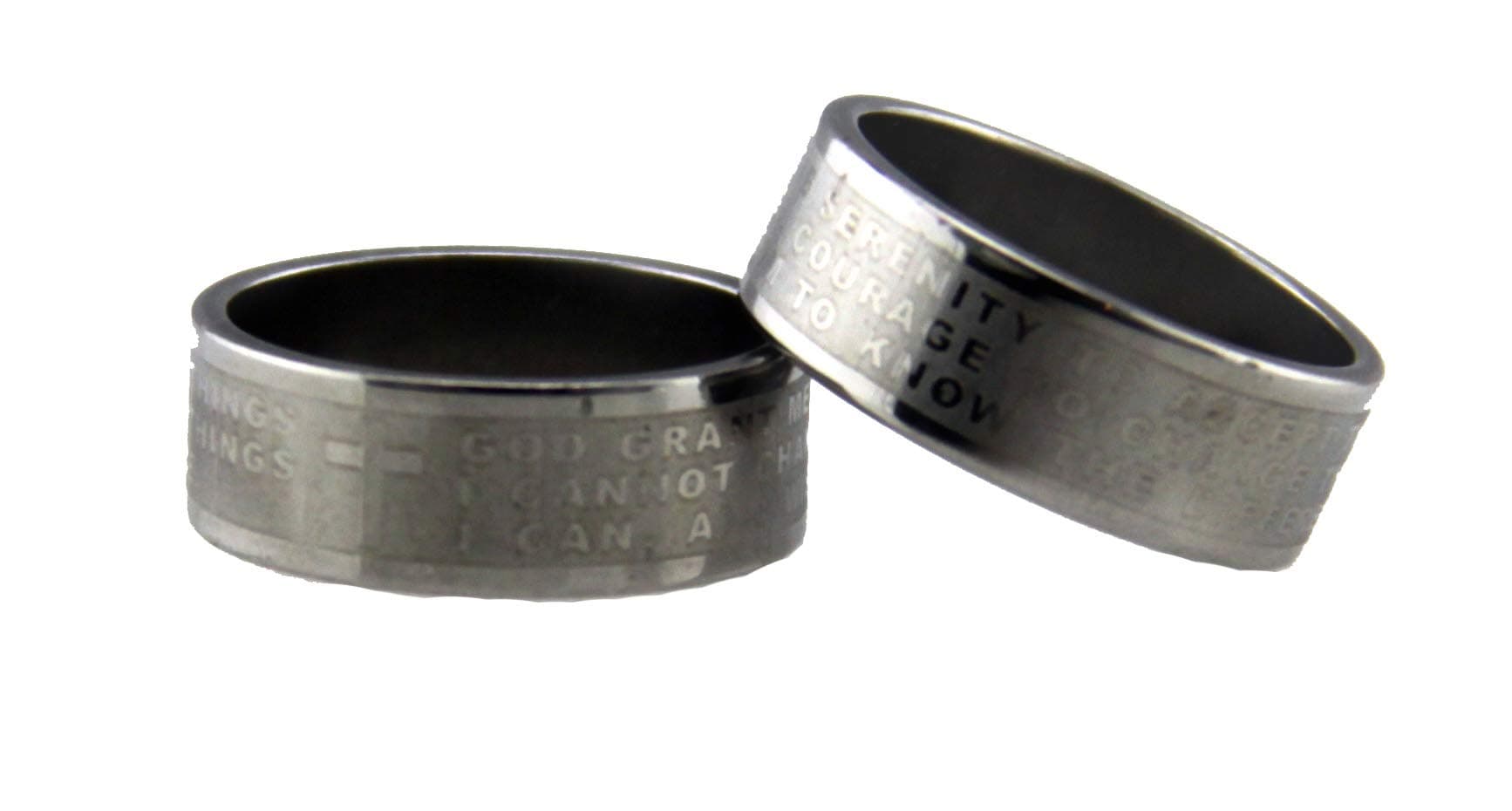 S20 Silver Tone Serenity Prayer Stainless Steel Ring Jesus Christ AA 12 Step
