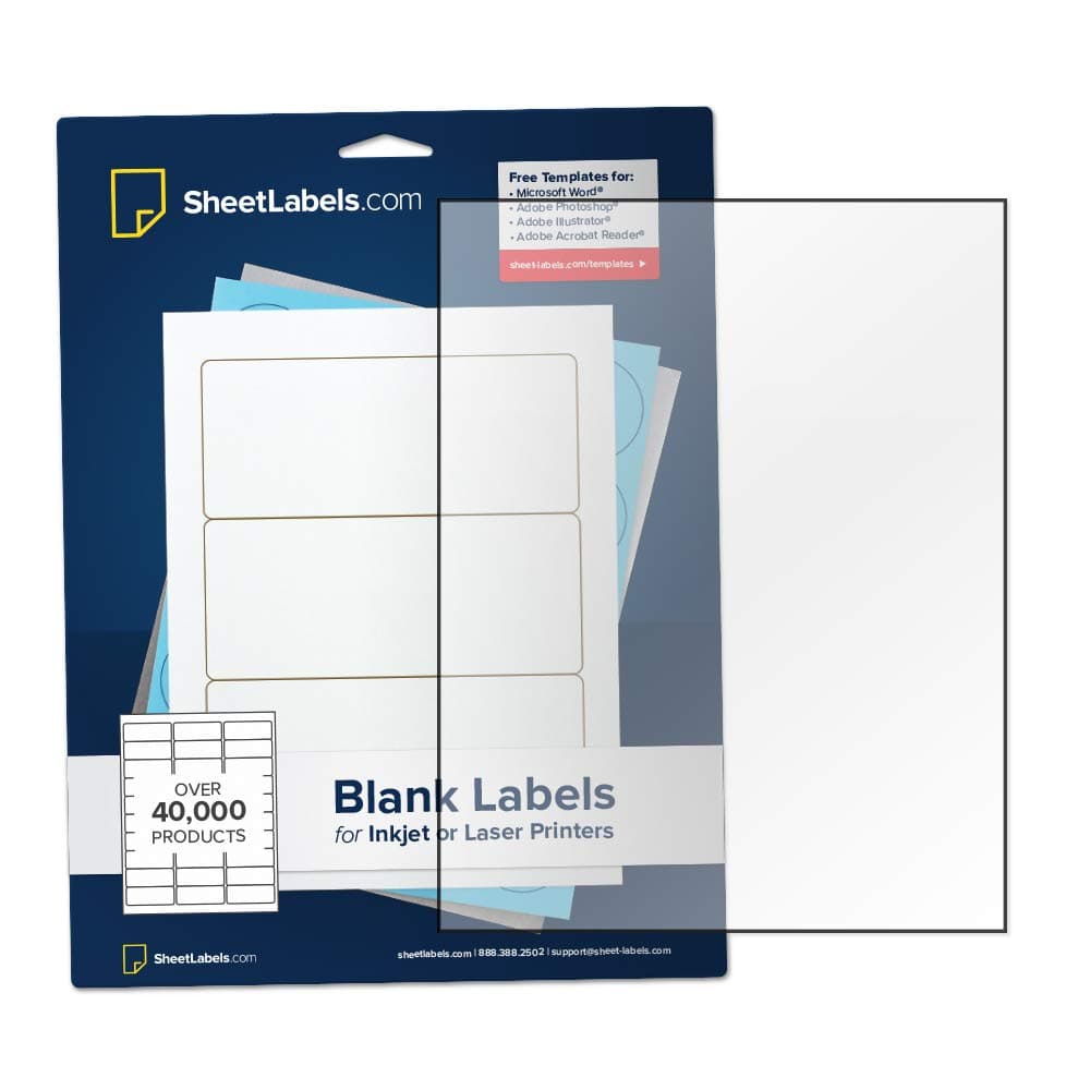 Clear Sticker Paper, Full-Sheet Labels, 8.5" x 11" for Inkjet Printers, Crystal Clear Gloss, No Back-Slit, 100 Labels