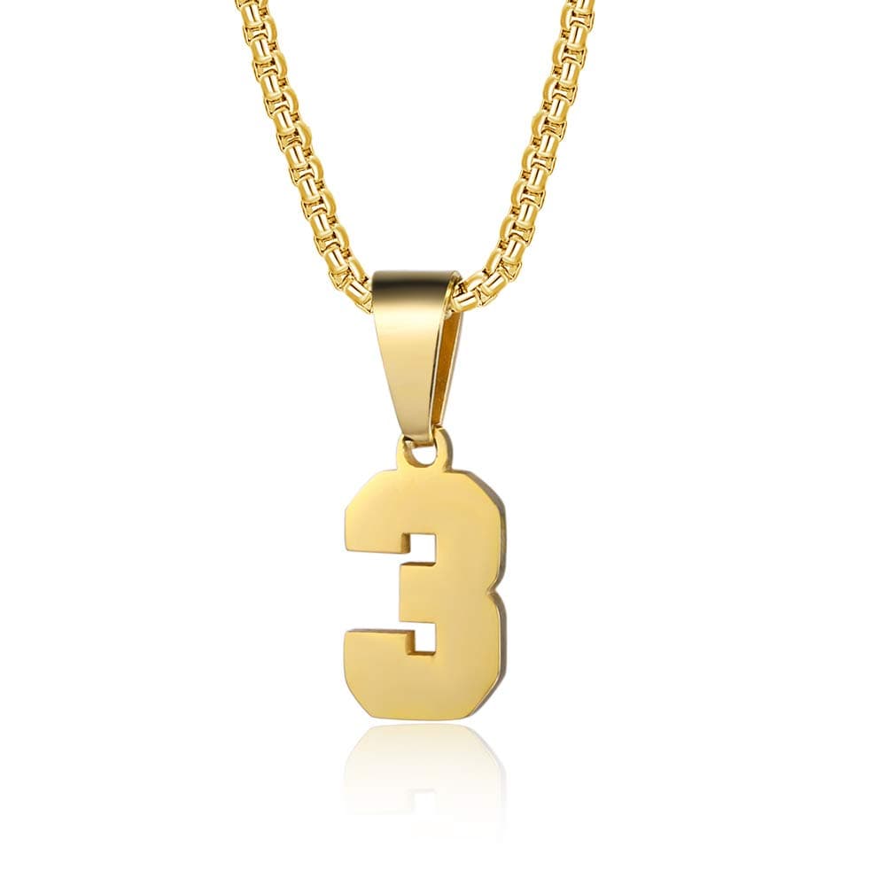 - Number Necklaces Personalized Necklaces 18K Gold Plated Initial Number Pendant Stainless Steel Chain Sports Necklaces for Men Women