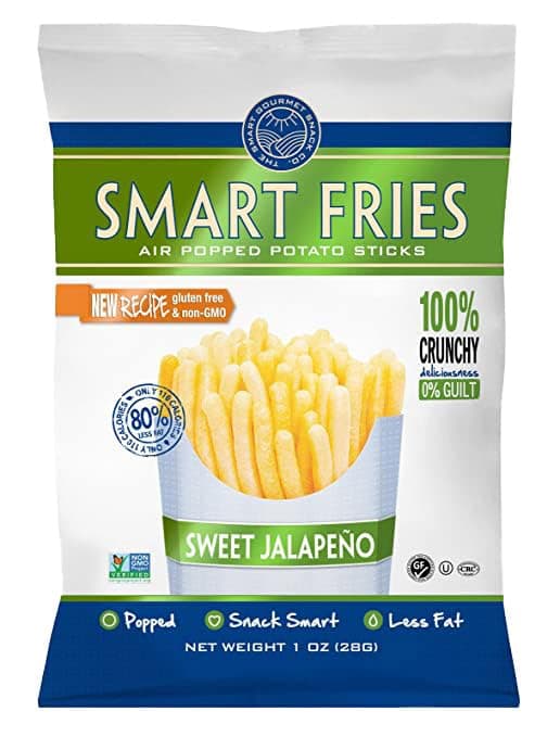 Gourmet Basics Smart Fries Air Popped Potato Fries, French Fries, Potato Sticks Individual Bags, Fry Chips Family Size, Low Calorie Chips, Non-GMO, Gluten Free, Sweet Jalapeno - 1 oz Bags (24 Pack)