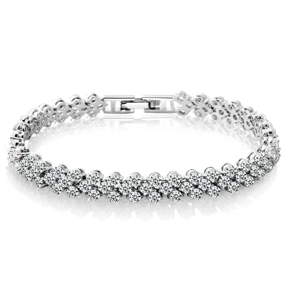 Platinum Plated Crystal Bangle Bracelet for Women and Girls (14677b)