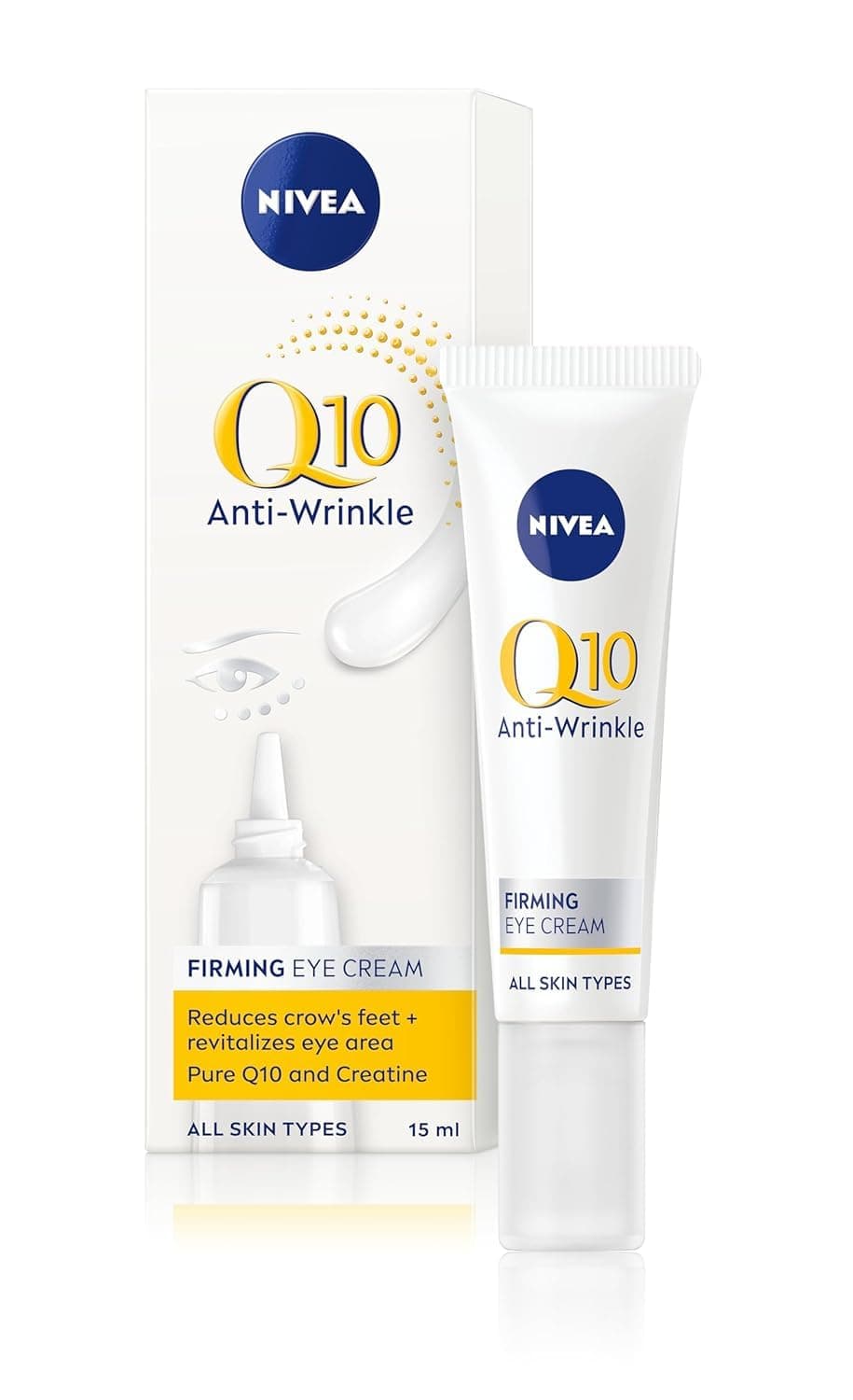 NIVEA Q10 Anti-Wrinkle Power Firming Eye Cream (15ml), Anti-Wrinkle Skincare for Eliminating Fine Lines and Dark Circles, Nourishing Eye Cream for Softer, Smoother Skin
