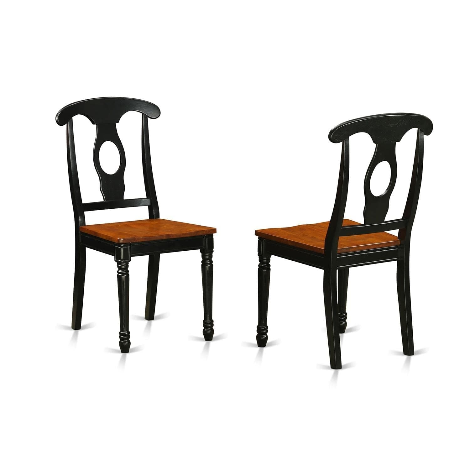 East West Furniture KEC-BLK-W Kenley Kitchen Dining Chairs - Napoleon Back Solid Wood Seat Chairs, Set of 2, Black & Cherry