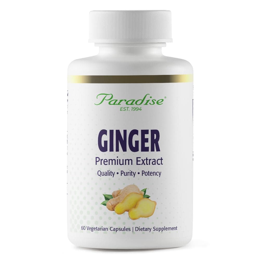 Paradise Herbs Premium Ginger Extract for Digestive Health, Super Potent, Ultra Pure, Vegan, Non-GMO, Gluten Free, 60 Vegetarian Capsules