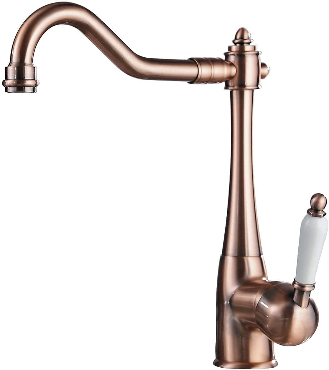 Kitchen Faucet Copper Bar Faucet 360 ° Swivel Single Handle Traditional Period Single Ceramic Lever Kitchen Sink Faucet Antique Mixer Tap One Hole Wet Bar Sink Tap Victorian Commercial