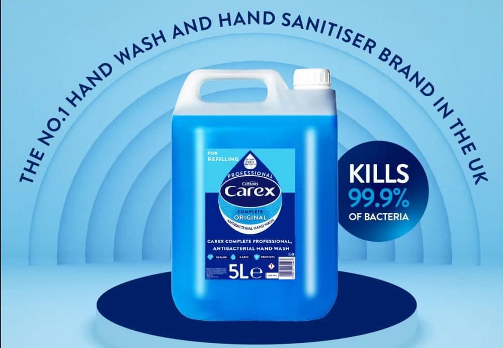 Carex Original Professional Antibacterial Hand Wash - Kills 99.9% of Bacteria & Viruses, Dermatologically Tested Liquid Soap that Cleans, Cares & Protects Hands, 5 Litre