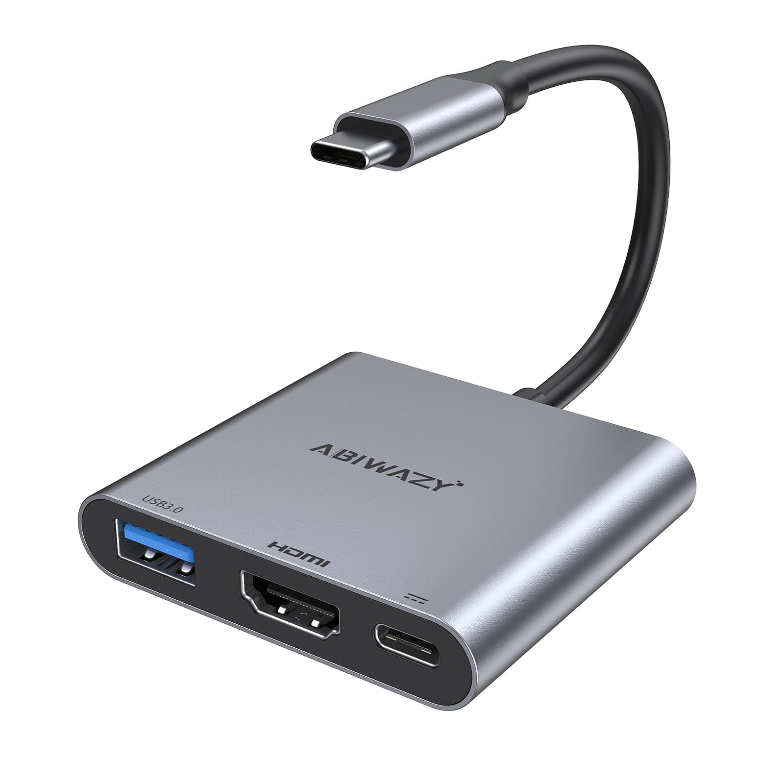 ABIWAZY USB C To HDMI Multiport Adapter With 4K HDMI Output,Type-C Hub Converter To 4K HDMI USB 3.0 PD Charging Port,USB-C Digital AV Multiport Adapter For Macbook Pro/Air,iPad Pro &More USB-C Devices