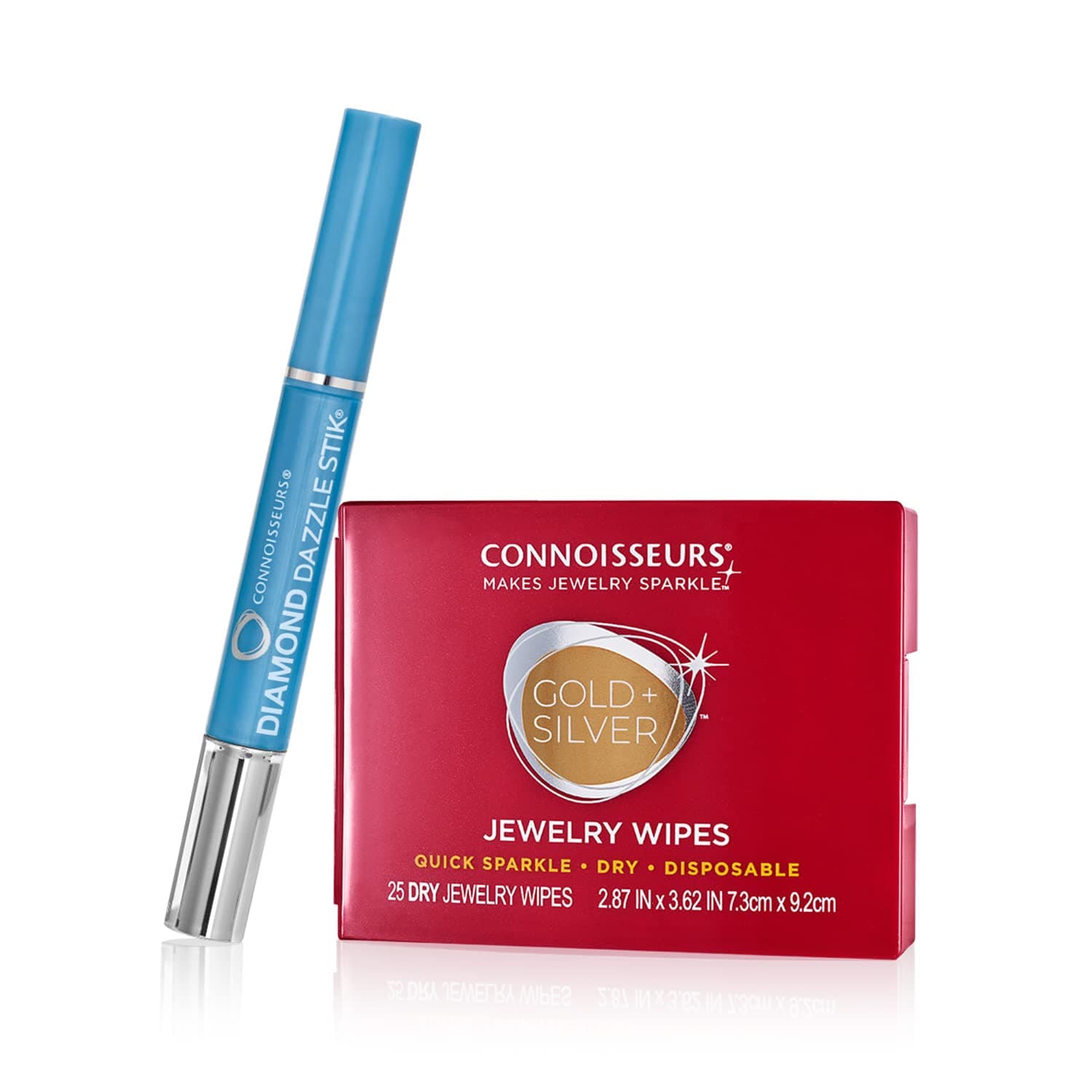 Premium Edition Compact Jewelry Wipes No Rinse Gold and Silver Jewelry Cleaner, Polish and Remove Tarnish to Restore Brilliance, Dry Disposable Wipes, Diamond Dazzle Stik, plastic, no