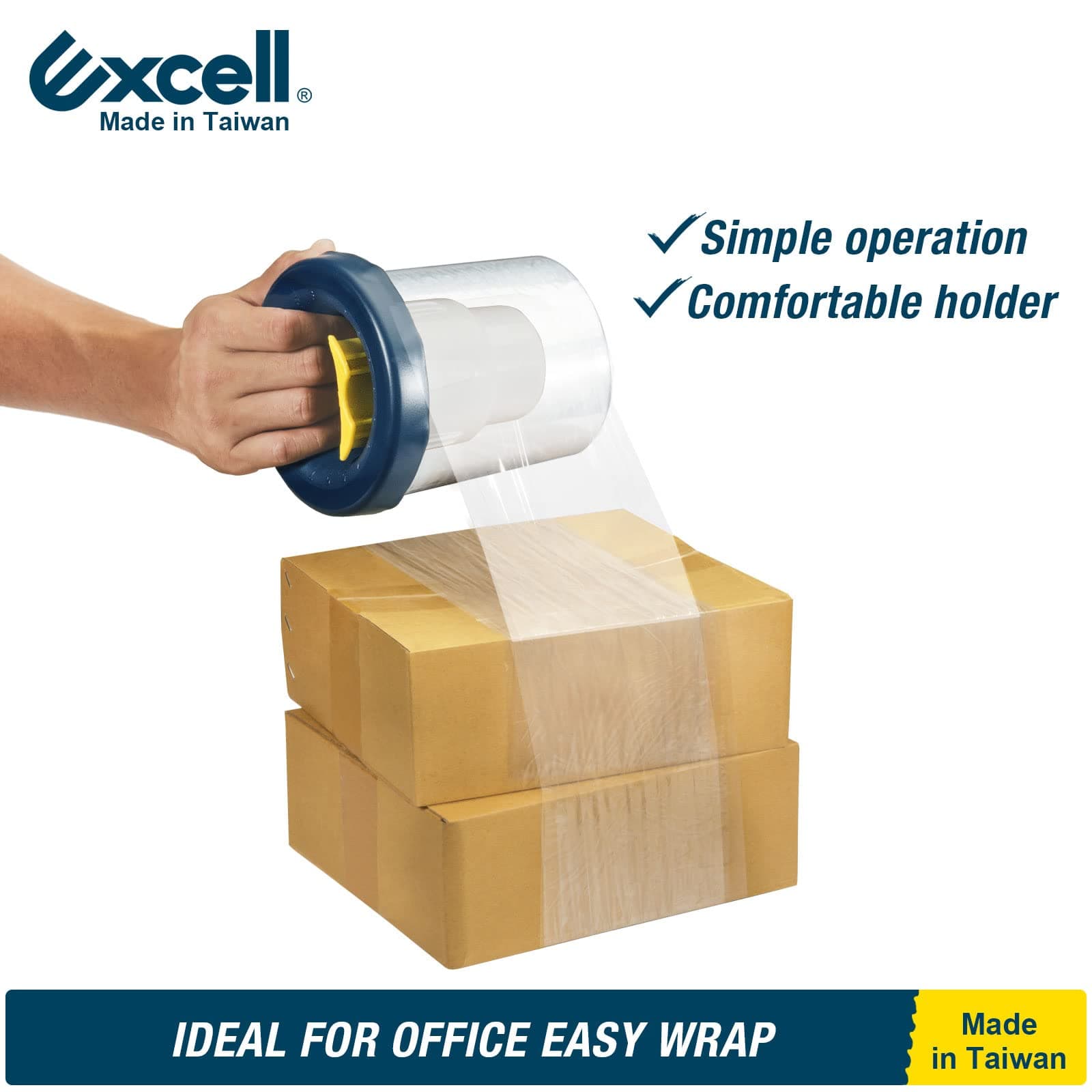 Excell Hand Saver Stretch Film Dispenser with Adjustable Brake for 3" Core Film, Factory, Stores, and Warehouse Use, Stretch Wrap Dispenser for Easy Packaging Experience