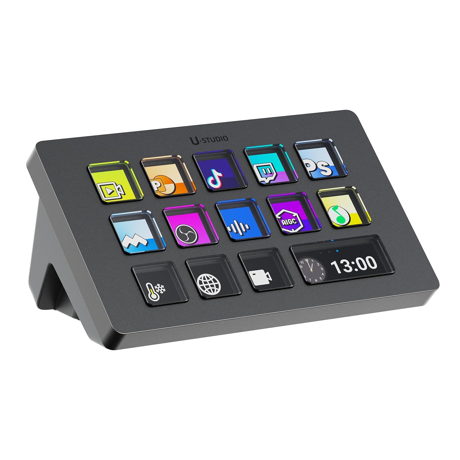 Stream Controller Macro Keyboard Deck D200, 14 LCD Keys, 13 Customizable Macro Keys to Control Apps and Software, Trigger Actions in OBS, Twitch, YouTube and More, Works with Mac and PC