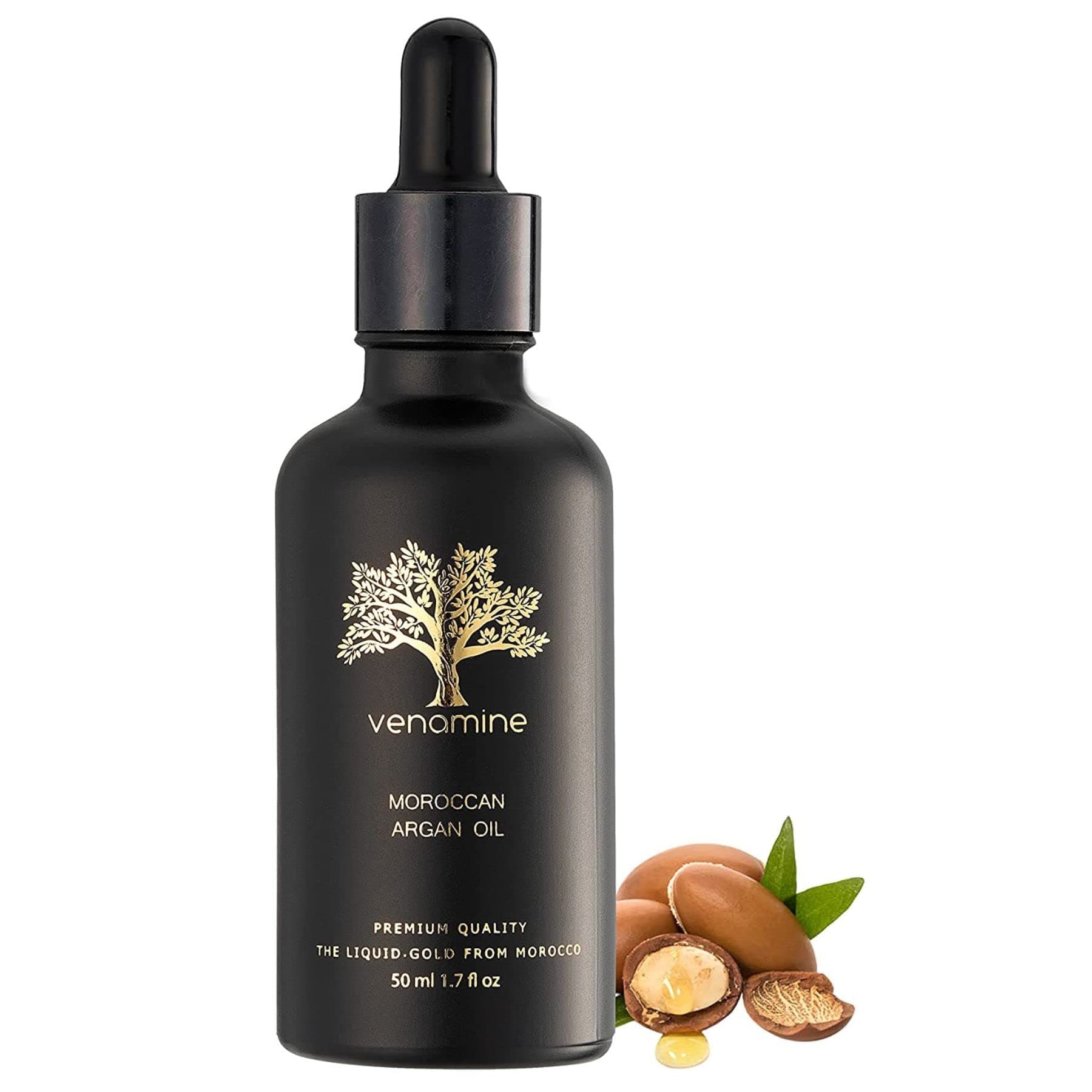 VENAMINE Organic Argan Oil, 100% Pure USDA Certified, For Hair, Face & Skin, Imported from Morocco 50 ml 1.7 fl.oz