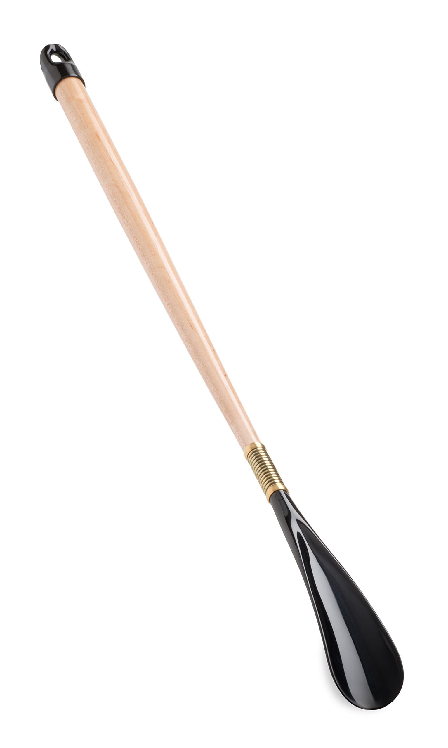 Long Handle Shoe HornLong Shoe Horn - 25 Inches - MADE IN THE USA - Flexible Spring - Solid Maple Wood Handle - Hanger Cap