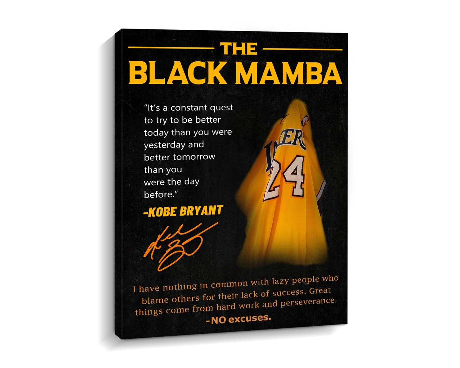 Creoate Kobe Bryant Poster Canvas Wall Art Decor, Inspirational Wall Art for Office Gym Wall Decor, KB Jersey Canvas Framed Art for Man Cave Boys Room Decor, Gift