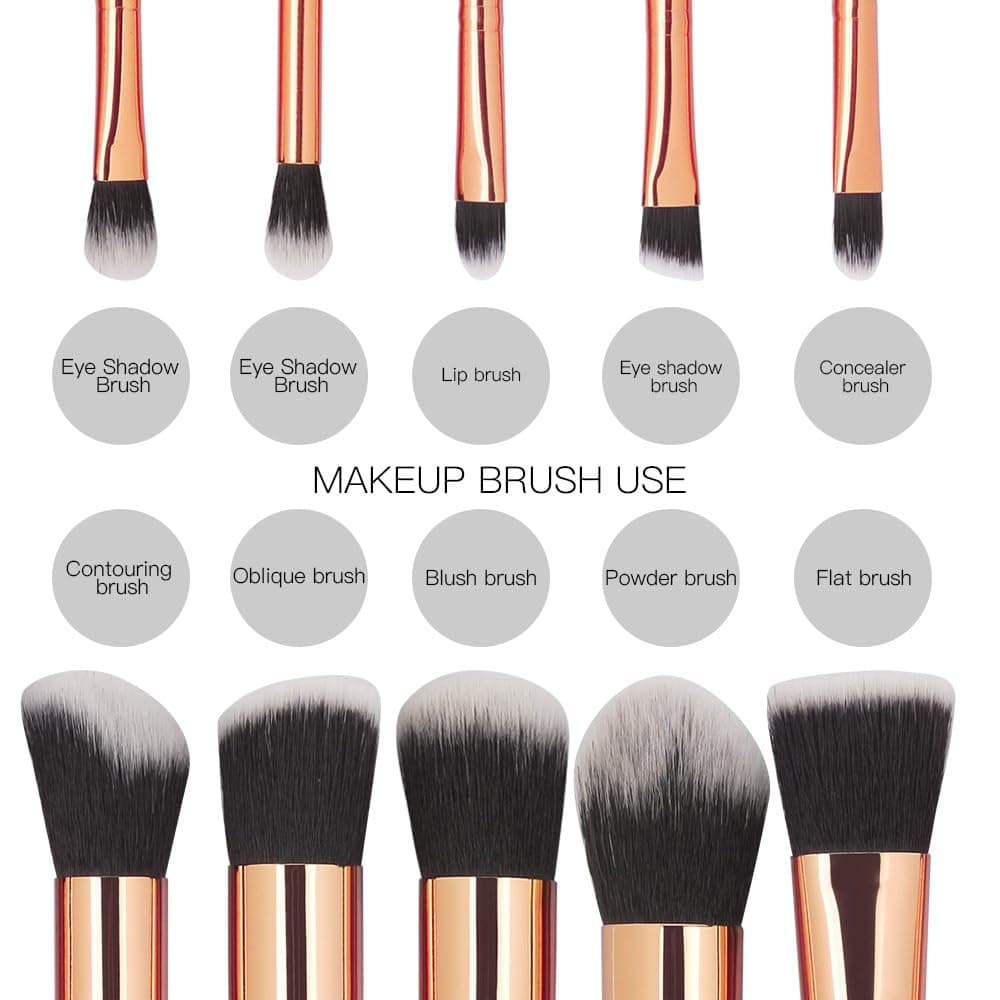 Make Up Brushes 10 Pieces Marble Pattern Professional Makeup Brush Set Kabuki Foundation Blending Concealer Eye Face Liquid Powder Cream Brushes Sets with Cosmetics Bag