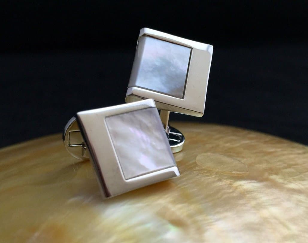 Genuine Mother of Pearl Cufflinks, Wedding Cufflinks with Mother of Pearl inlay, Mens Cufflinks, Unique Cufflinks Birthday Wedding Anniversary Gift for Him