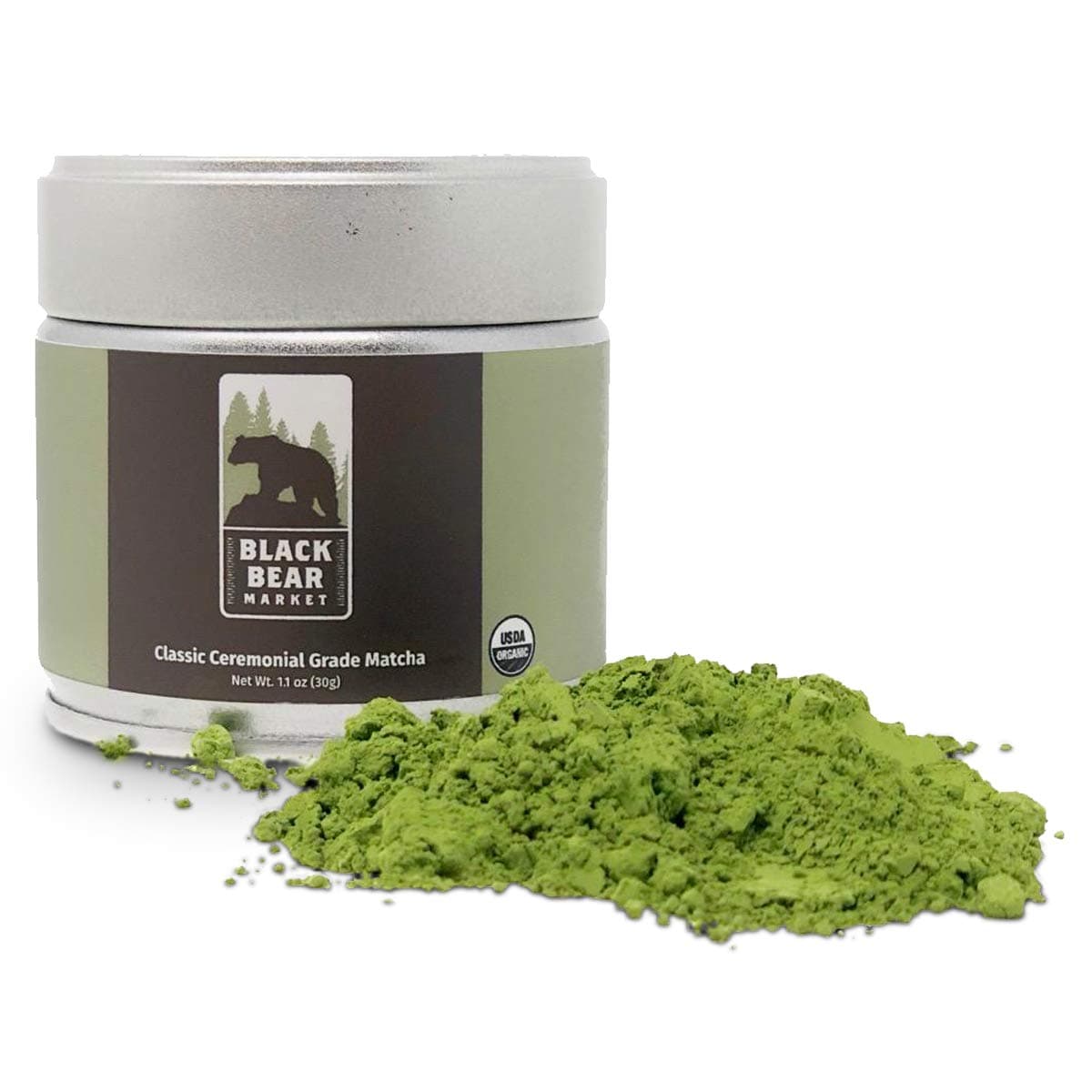 Black Bear Market Premium Matcha Green Tea Powder - USDA Organic - HIGHEST GRADE Japanese Ceremonial Grade - 30g Tin