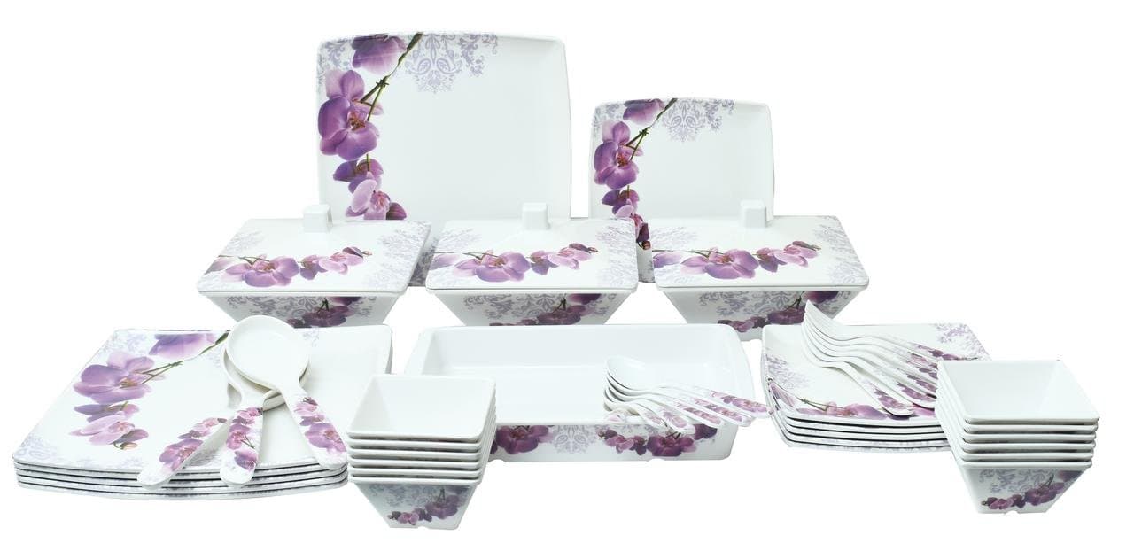 Bataniya Melamine Dinner Set - 46 Pieces, White