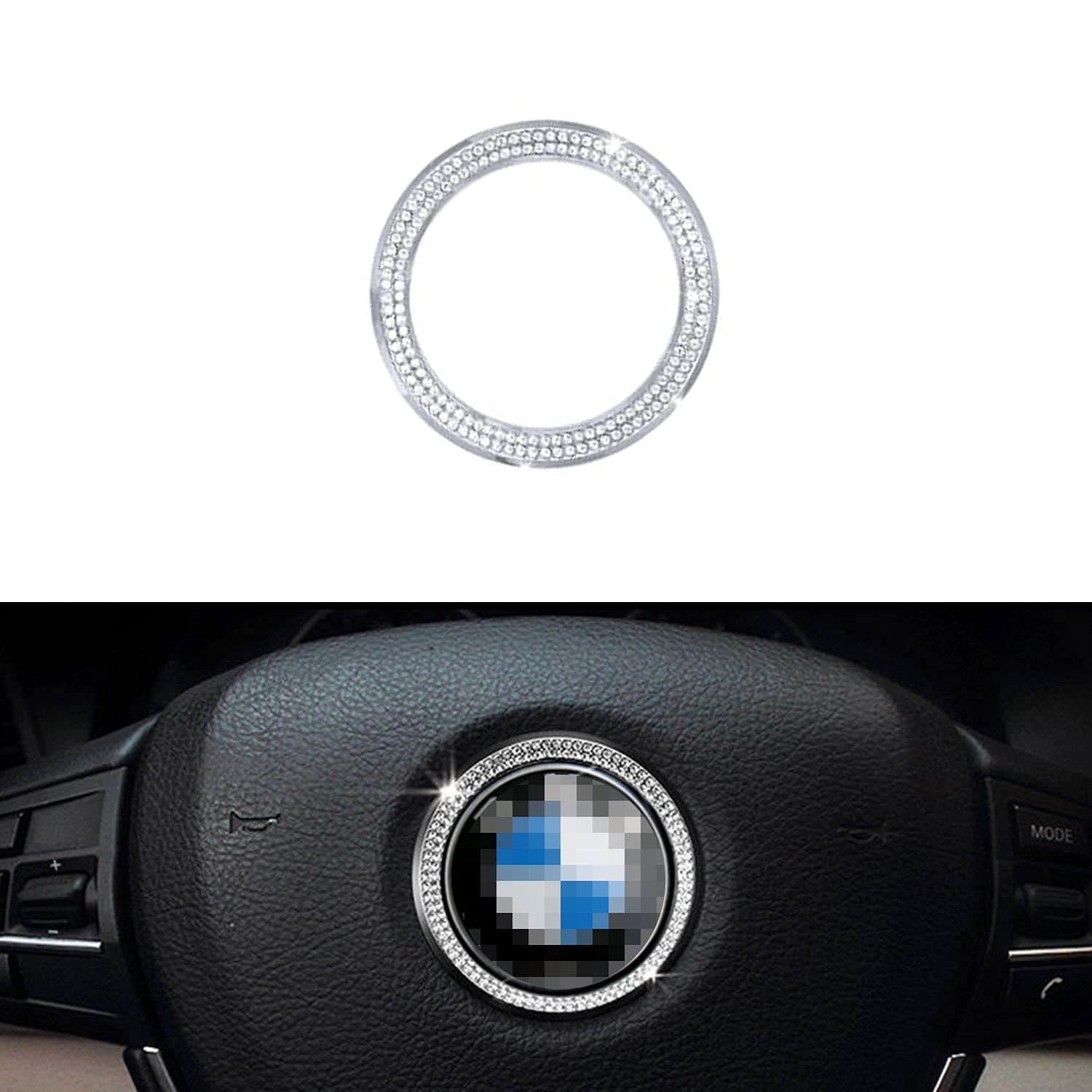 Ramecar Bling Crystal Steering Wheel Logo Emblem Caps for BMW X3 X5 E30 E36 E34 E39 F30 F34 F36 F15 G01 G30 G31