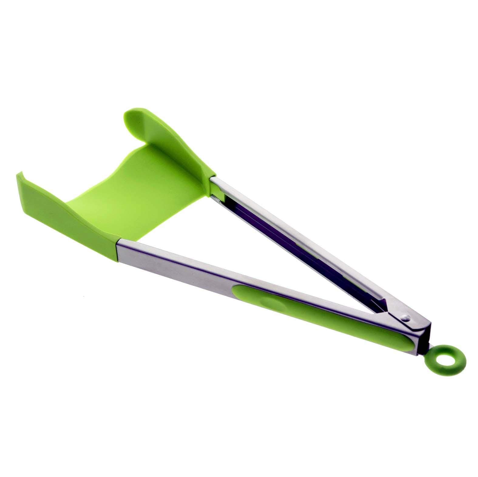 Liying2 in 1 Silicone Spatula and Tongs Kitchen Tools,As Seen on TV,12'' Food Spatula and Tongs with Locking Clip,Stainless Steel Frame,BBQ Tongs Non-stick,Easy Clean, Compact, Ergonomic
