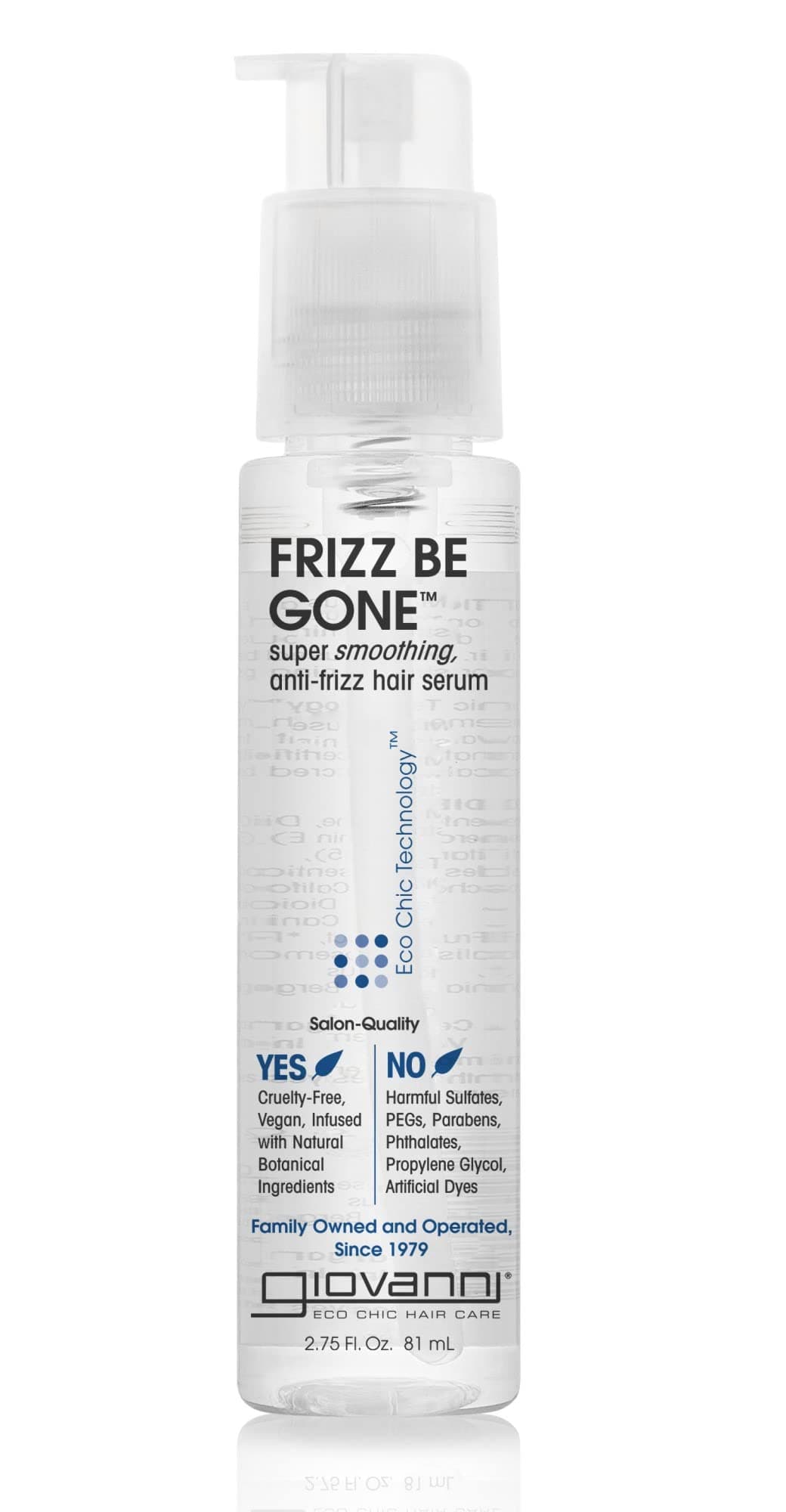 Eco Chic Frizz Be Gone, 2.75 oz. - Super Smoothing Anti-Frizz Hair Serum, Adds Shine, Seals in Color, Wash & Go, Infused with Conditioners, No Parabens, Color Safe (Pack of 3)