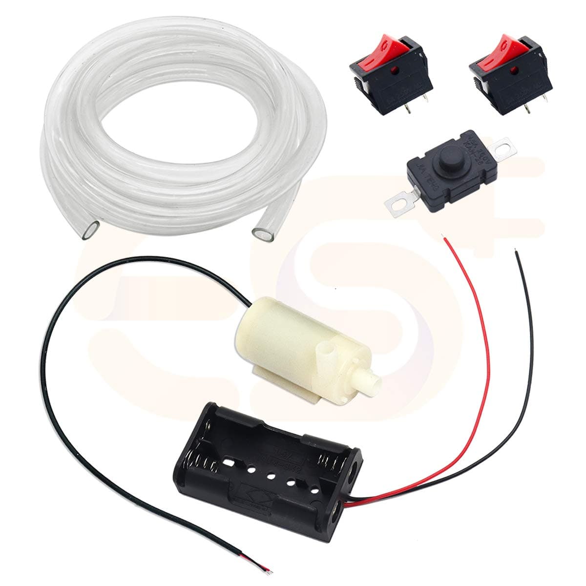 Electronic Spices DC 3-9V Double Side Mini Water Pump, 1M Pipe, Battery Holder, Switch, Starter Kit for DIY Electronic Projects (Multicolour)