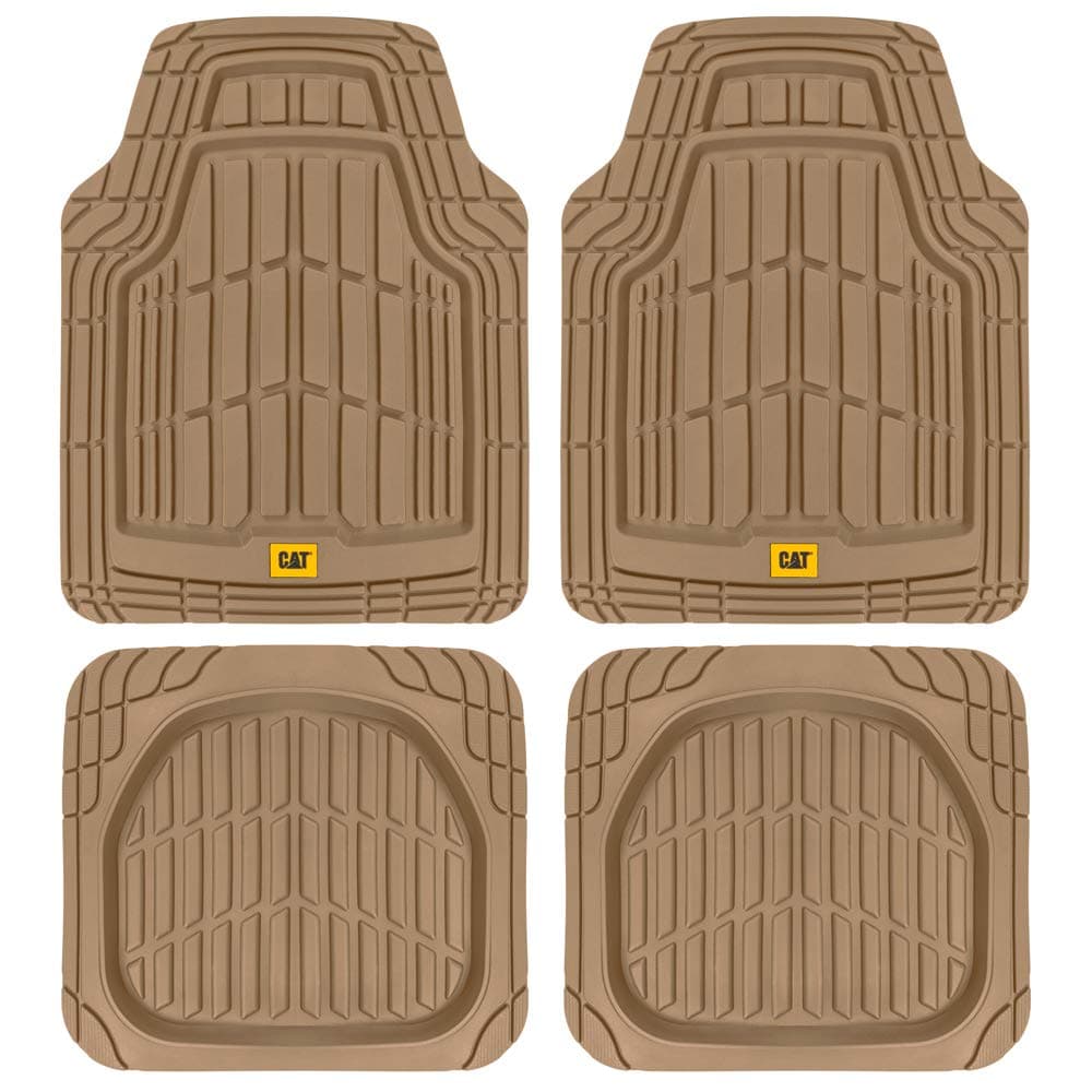 Cat® ToughRide™ Heavy-Duty 3 Piece Rubber All Season Floor Mats for Car Truck Van SUV, Black - Premium Trim to Fit Cars Floor Mat, All Weather Deep Dish Automotive Floor Mats, Total Dirt Protection