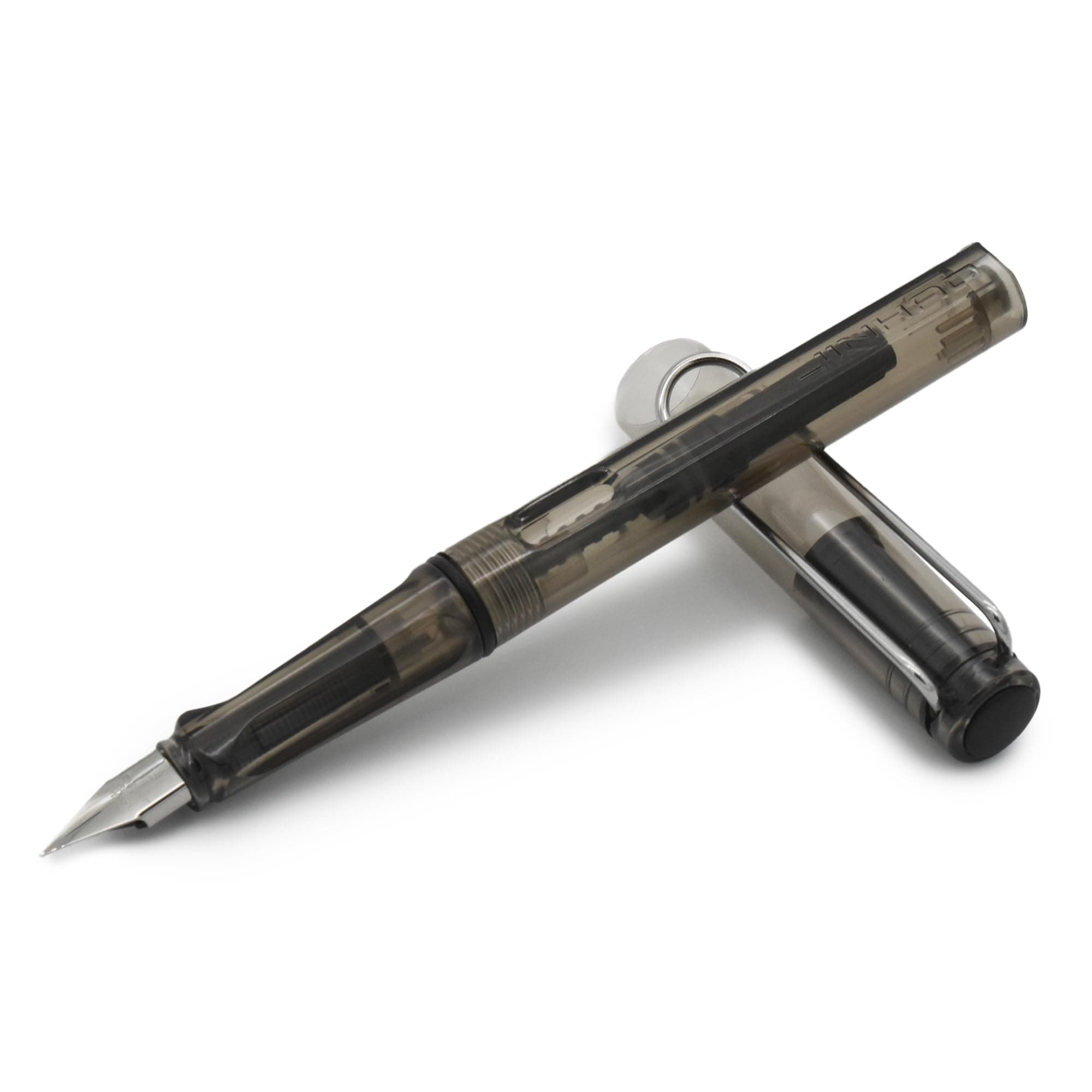 BUZZ COOL Black Fountain Ink Pen With Ink Converter Pump | Black Transparent Body Fountain Pen with Fine Nib(0.5mm) | Zero Ink Leakage Smooth Writing Ink Pen