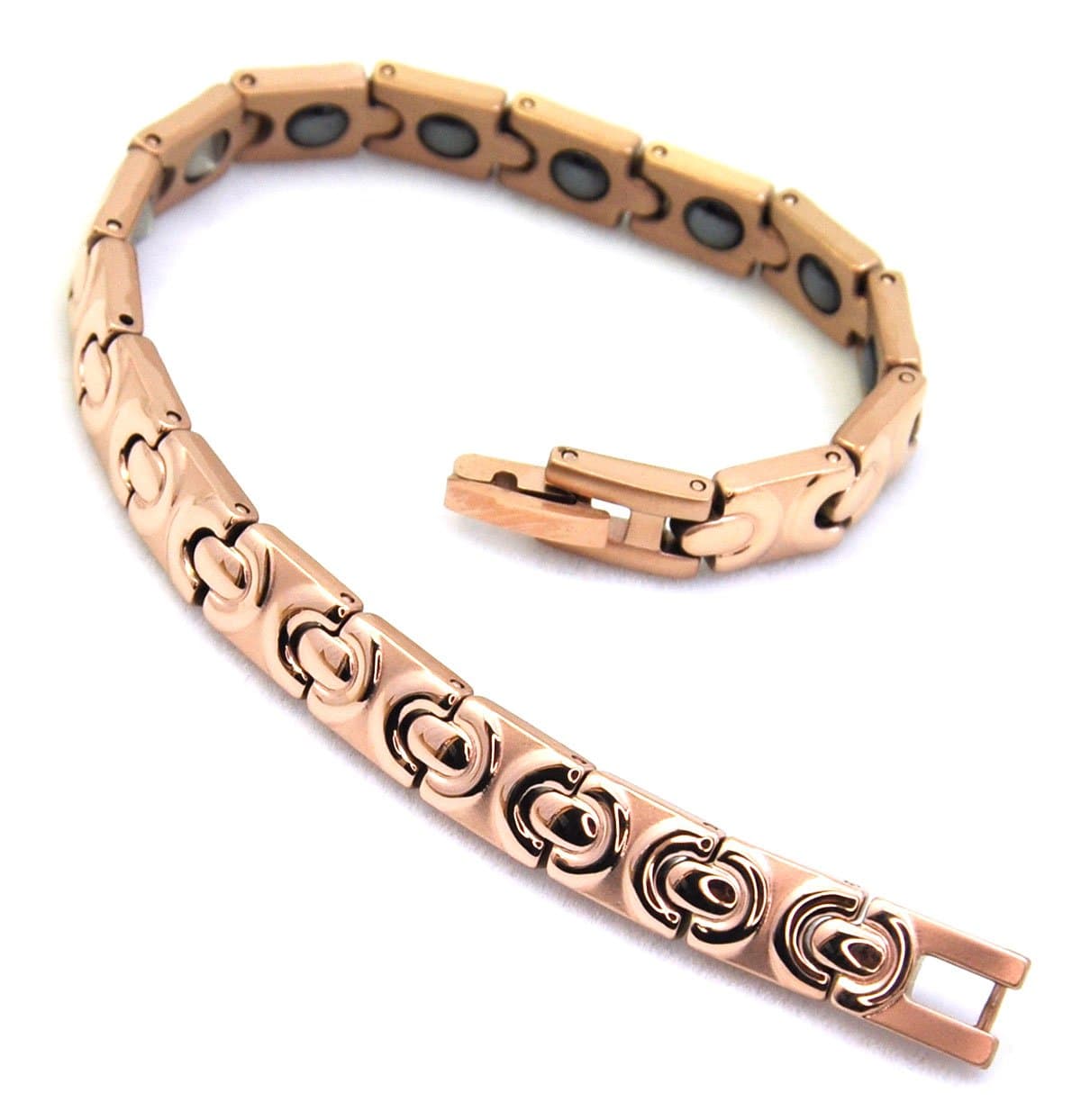 CuteMedi Rose Gold Stainless Steel Magnetic Germanium Bracelets for Women Medical Healing Bracelets JMB022