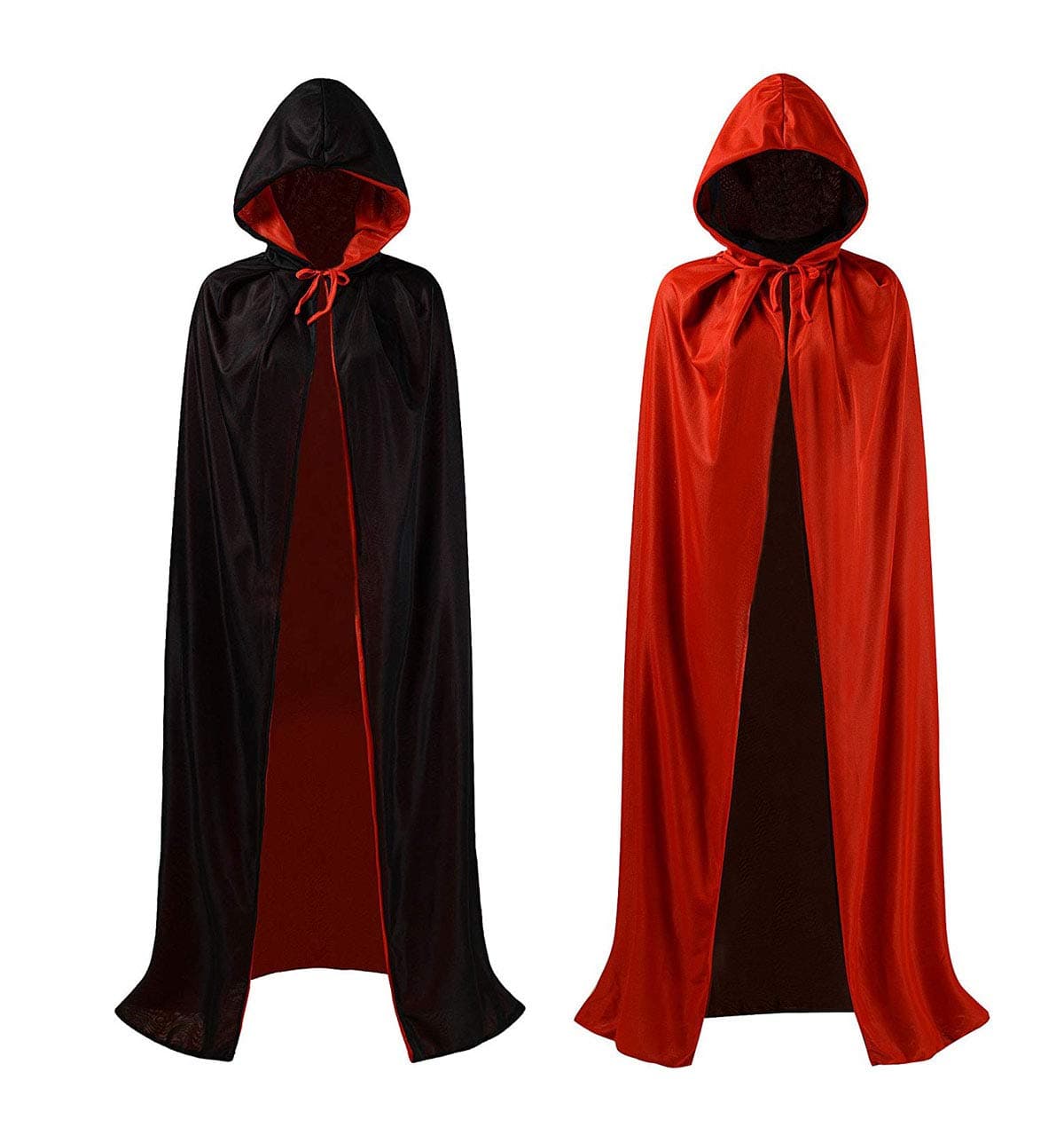 Black Red Cloak Adult Hooded Cloak Double Sided Halloween Cape For Cosplay Rave Halloween Costumes
