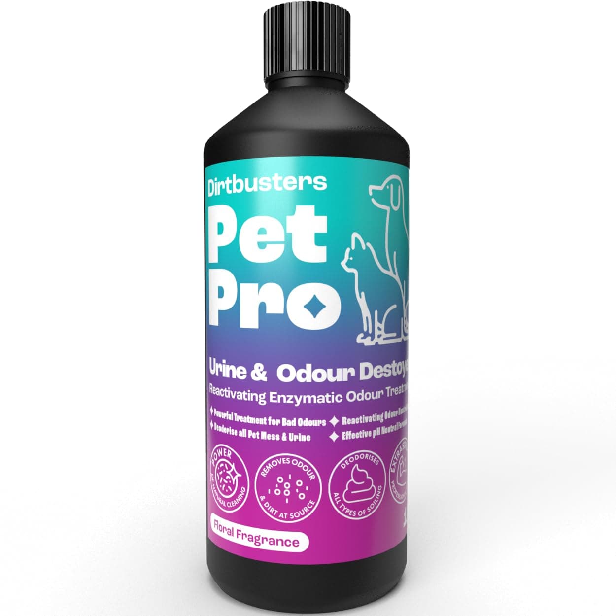 Pet Pro Urine & Odour Destroyer Enzyme Cleaner For Carpet & Upholstery, Neautralise & Remove Pet, Dog & Cat Odours At Source, With Reactivating Enzymatic Treatment (1L)