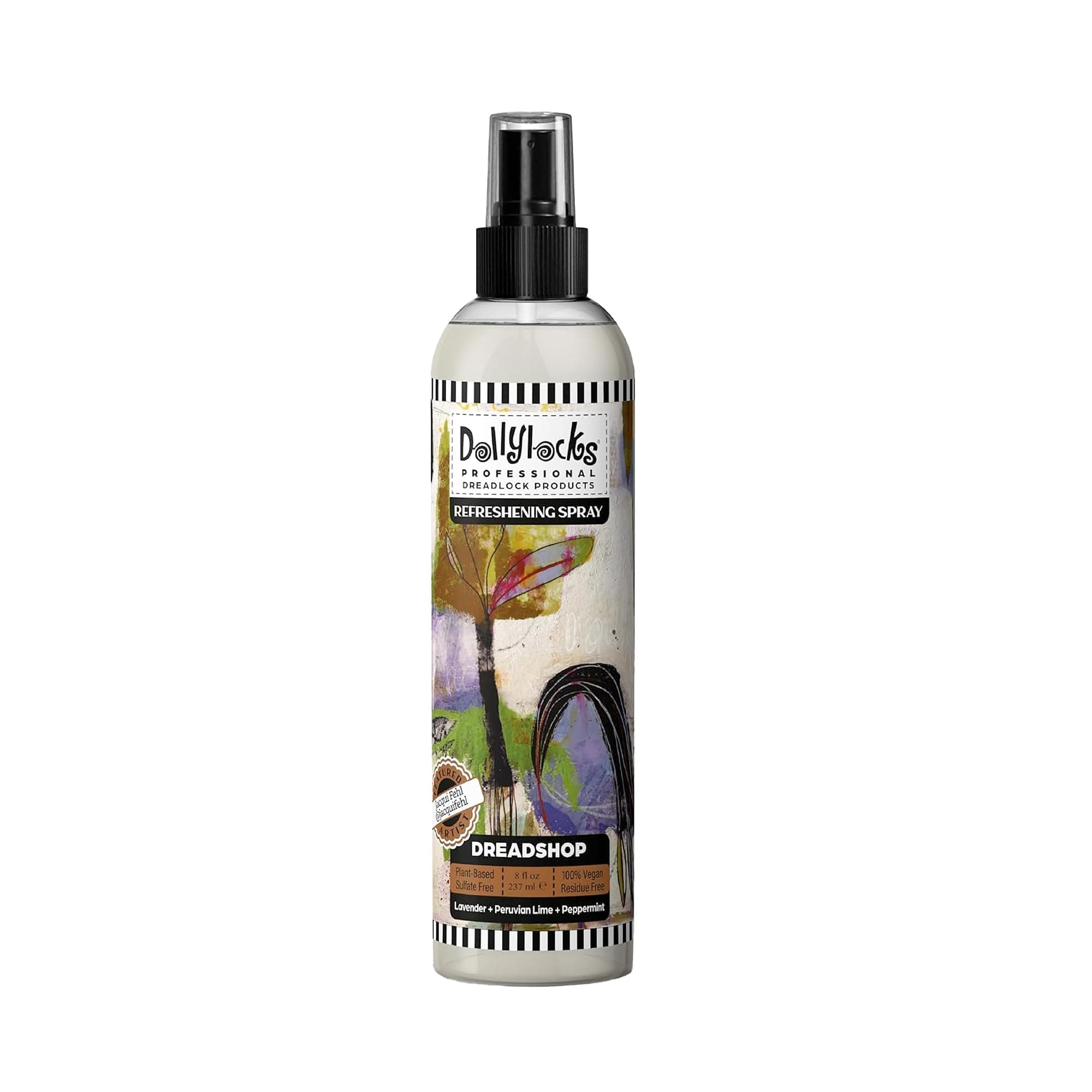 Dollylocks Refreshening Spray for Locs, Braids, Extensions, Dreadlocks | Lavender Lime Peppermint | Plant-based, Residue-free, Sulfate-free | Refresh Moisturizing Scalp Relief | 8 oz