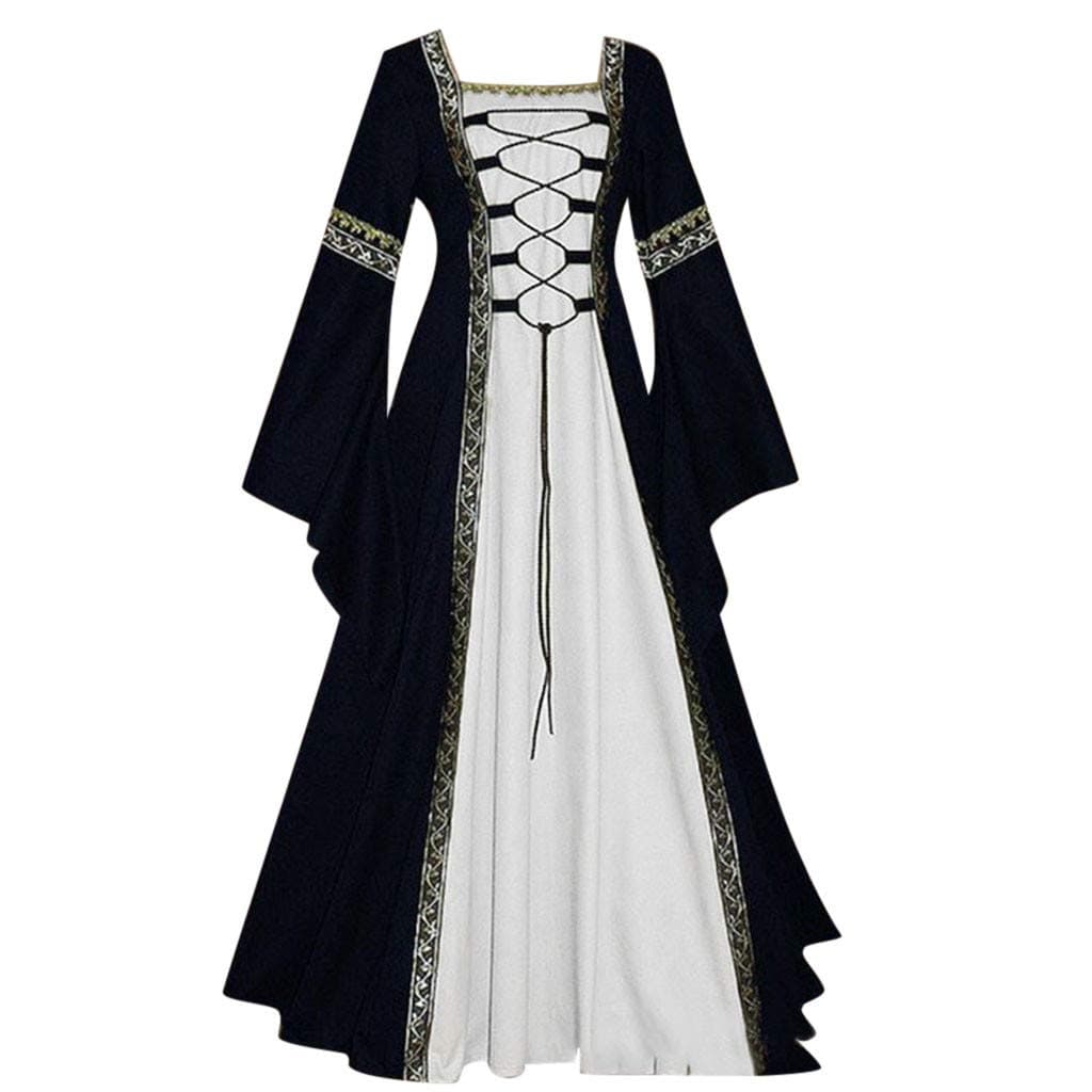CCOOfhhc Victorian Vintage Dress-Womens Irish Medieval Dress Costume Retro Gown Cosplay Costumes Hollow Flare Long Dress