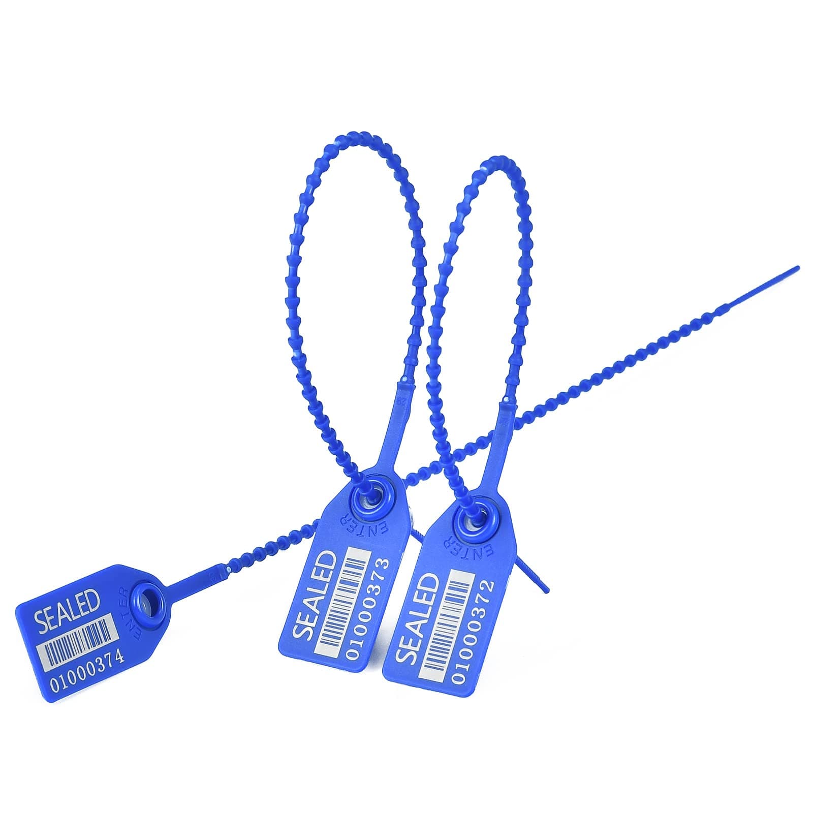 LeadSeals 500 Blue Plastic Barcode Seals, Numberd Plastic Tamper Seals Security Tags, Pull-Tite Safety Zip Ties, Tamper Proof Tags Plasic Locks for Fire Extinguishers