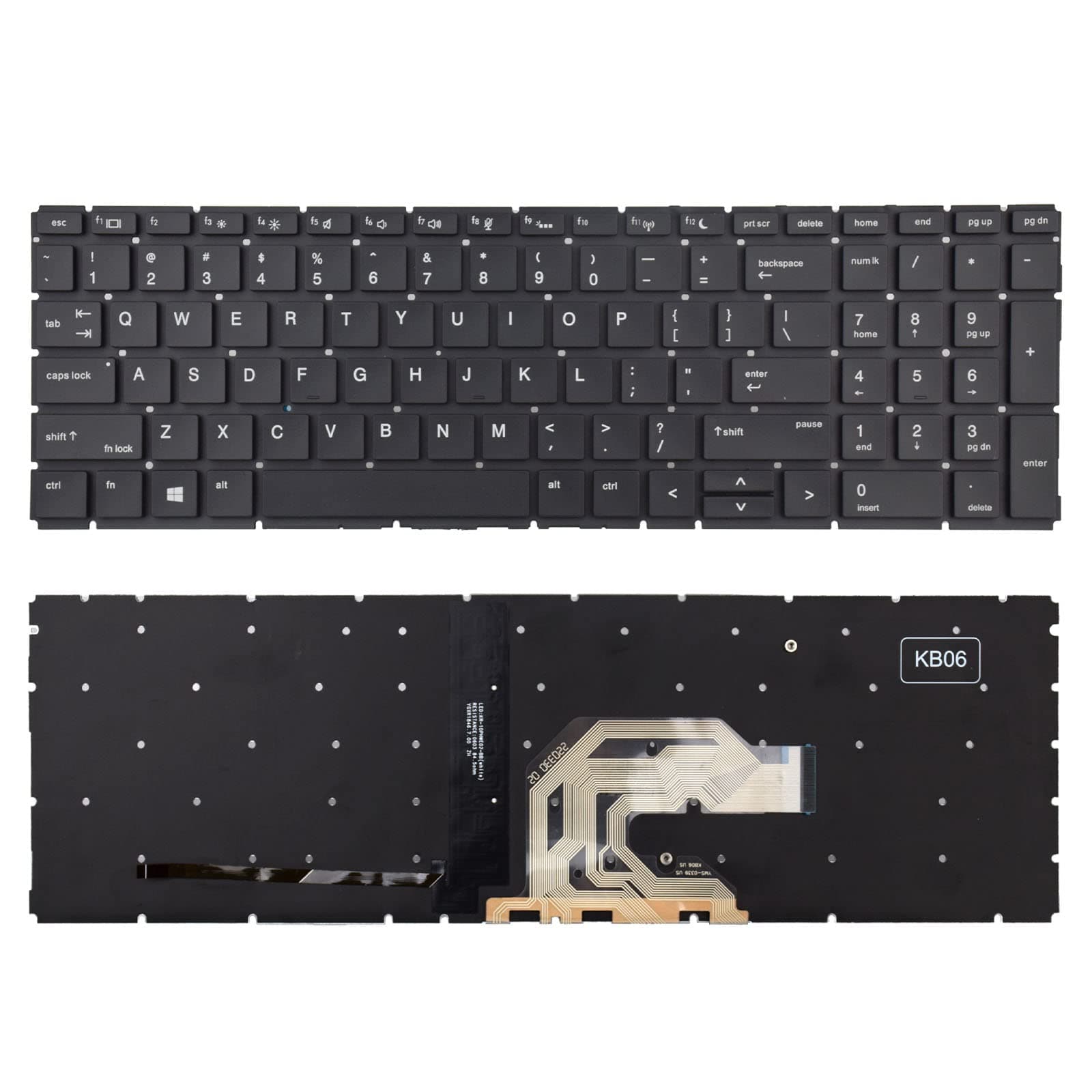 TLBTEK Backlight Keyboard Replacement Compatible with HP ProBook 450 G6 G7 455 G6 G7 455R G6 G7 Series Laptop L45090-B31 L45090-001 2B-BBU01Q100 2B-ABU07Q100 V181646BS1
