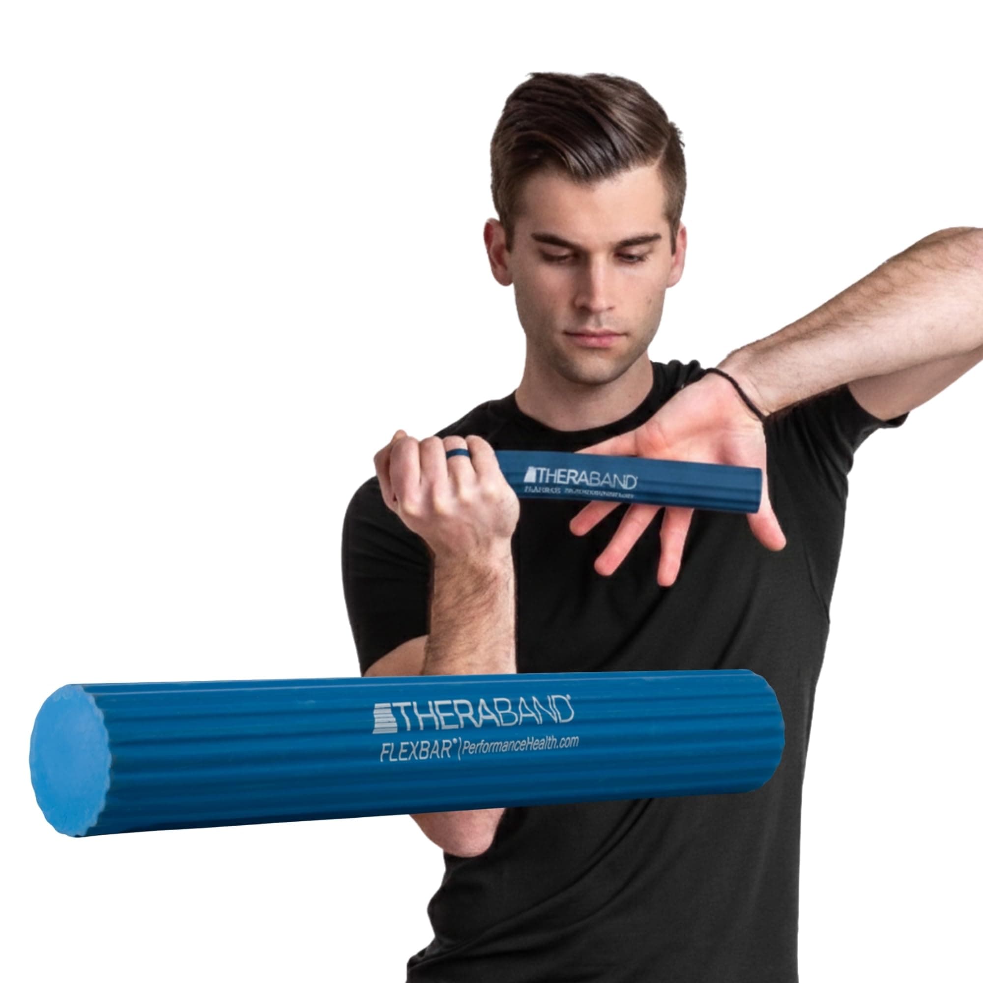 FlexBar, Tennis Elbow Therapy Bar, Relieve Tendonitis Pain & Improve Grip Strength, Resistance Bar for Golfers Elbow & Tendinitis, Blue, Heavy, Advanced