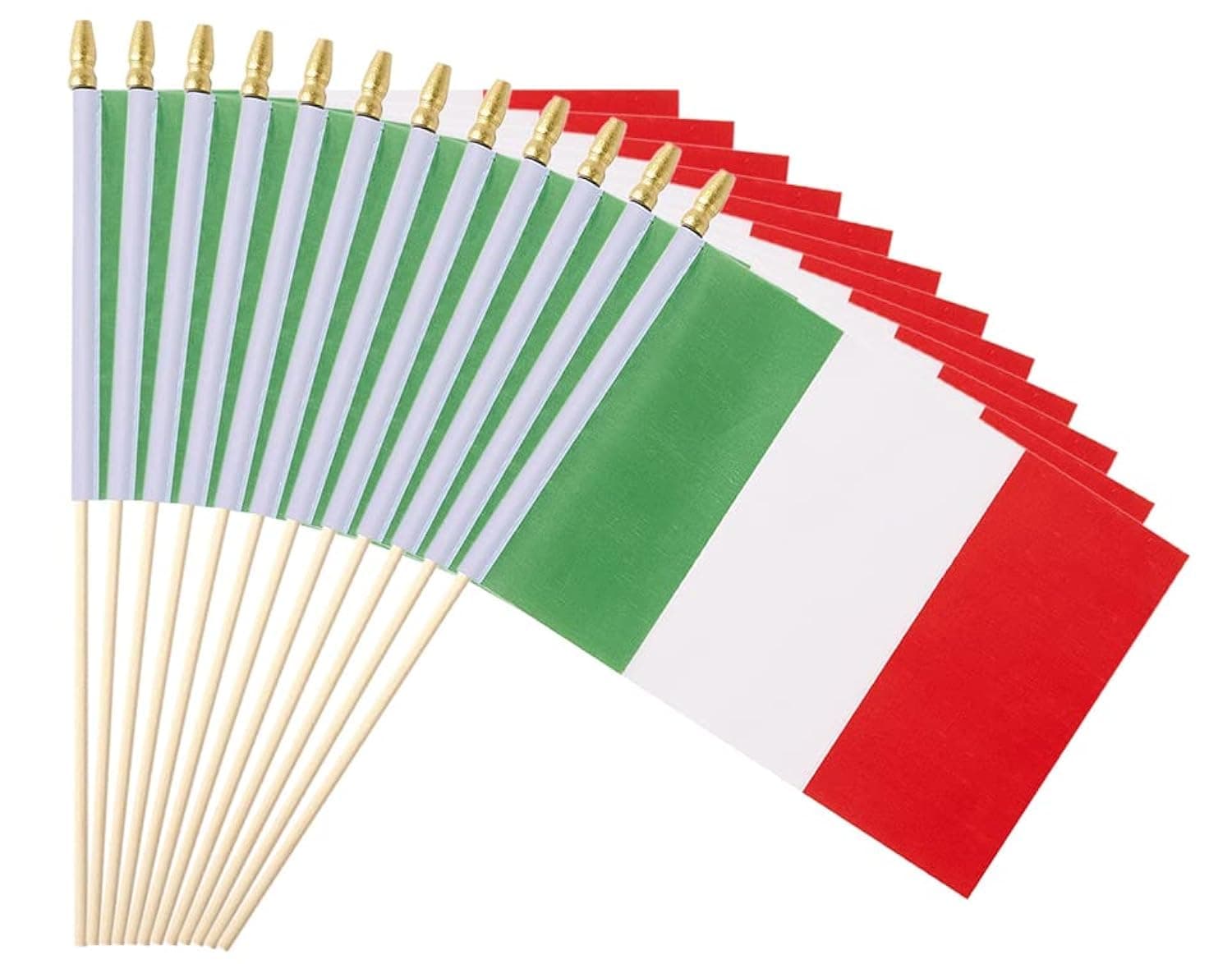 25Pack Small Italy Flag Handheld Mini Italian Flag on Stick 5x8 Inch
