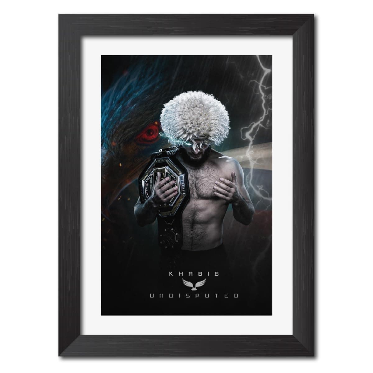 Khabib Nurmagomedov UFC Superstar Poster Laminated Posters Framed Painting with Matt Finish Black Frame (12 inches x 9inches)