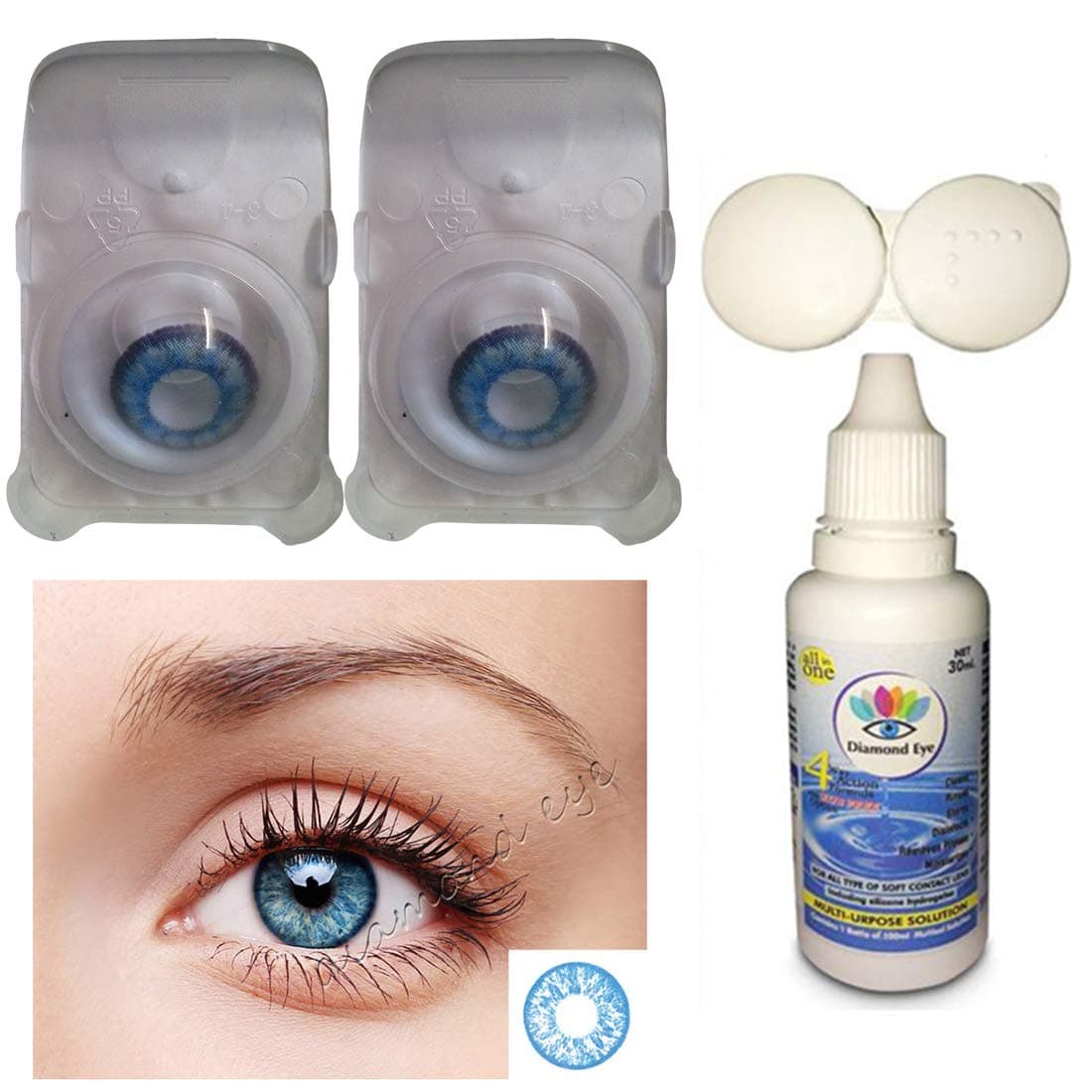 Diamond Eye Blue Monthly Color Contact Lenses Zero Power(Blue)