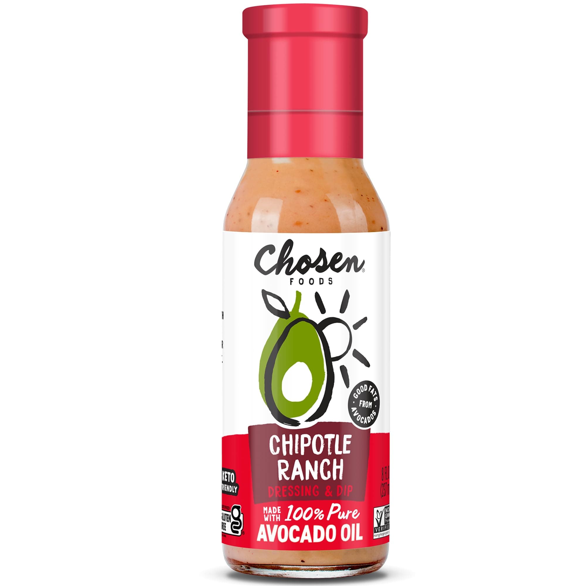 Avocado Oil-Based Dressings and Marinades 8 oz., Non-GMO, Gluten and Canola Free (Chipotle Ranch)