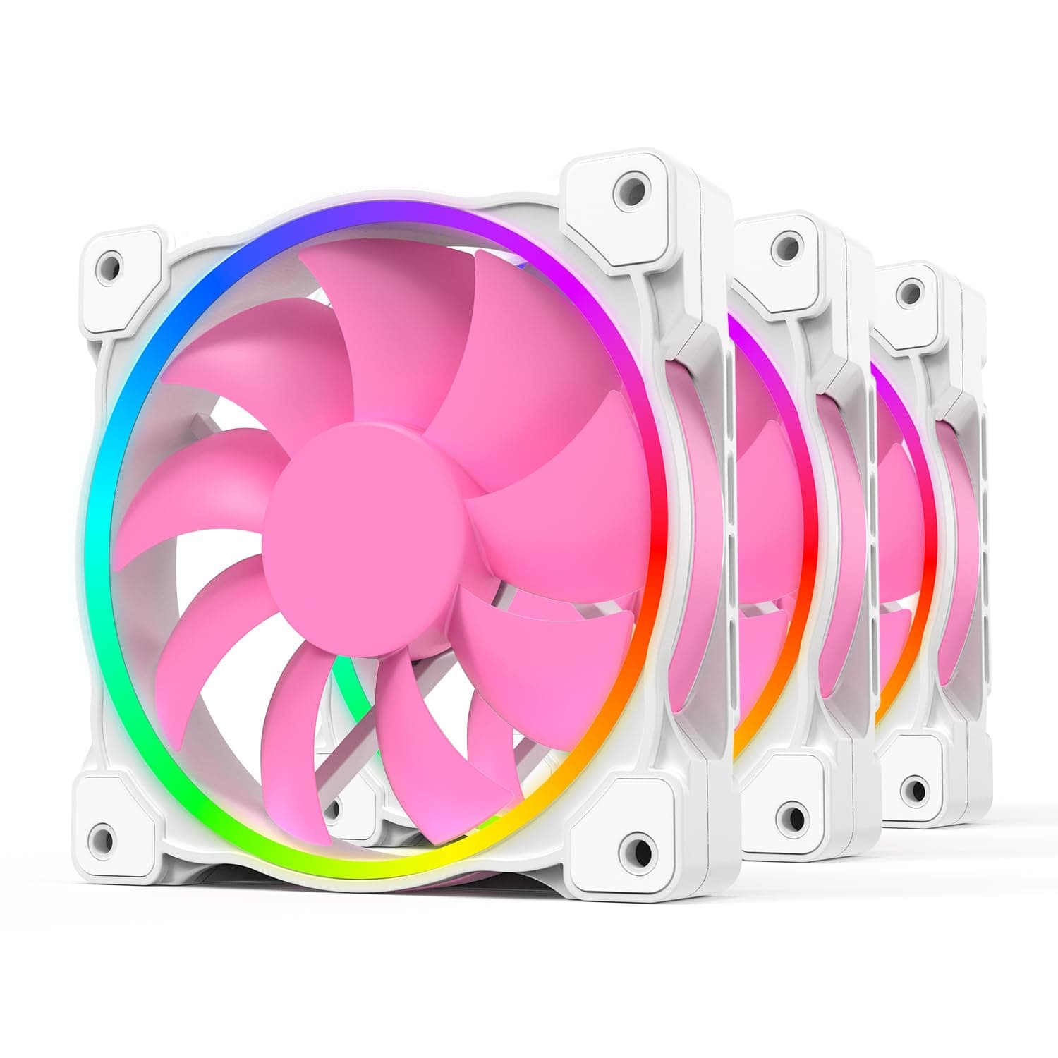 ID-COOLING ZF-12025-PINK Trio 120mm Case Fan 3 Pack Pink Fan MB Sync(5V 3pin) PWM Fans for Radiator/CPU Cooler/Computer Case