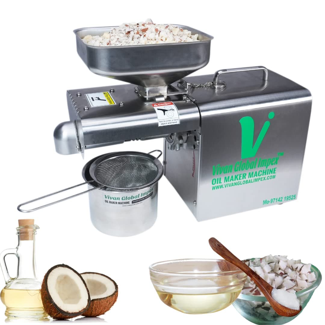 VIVAN GLOBAL IMPEX VGI400WM 220/110 Watt Oil Press Machine, Silver