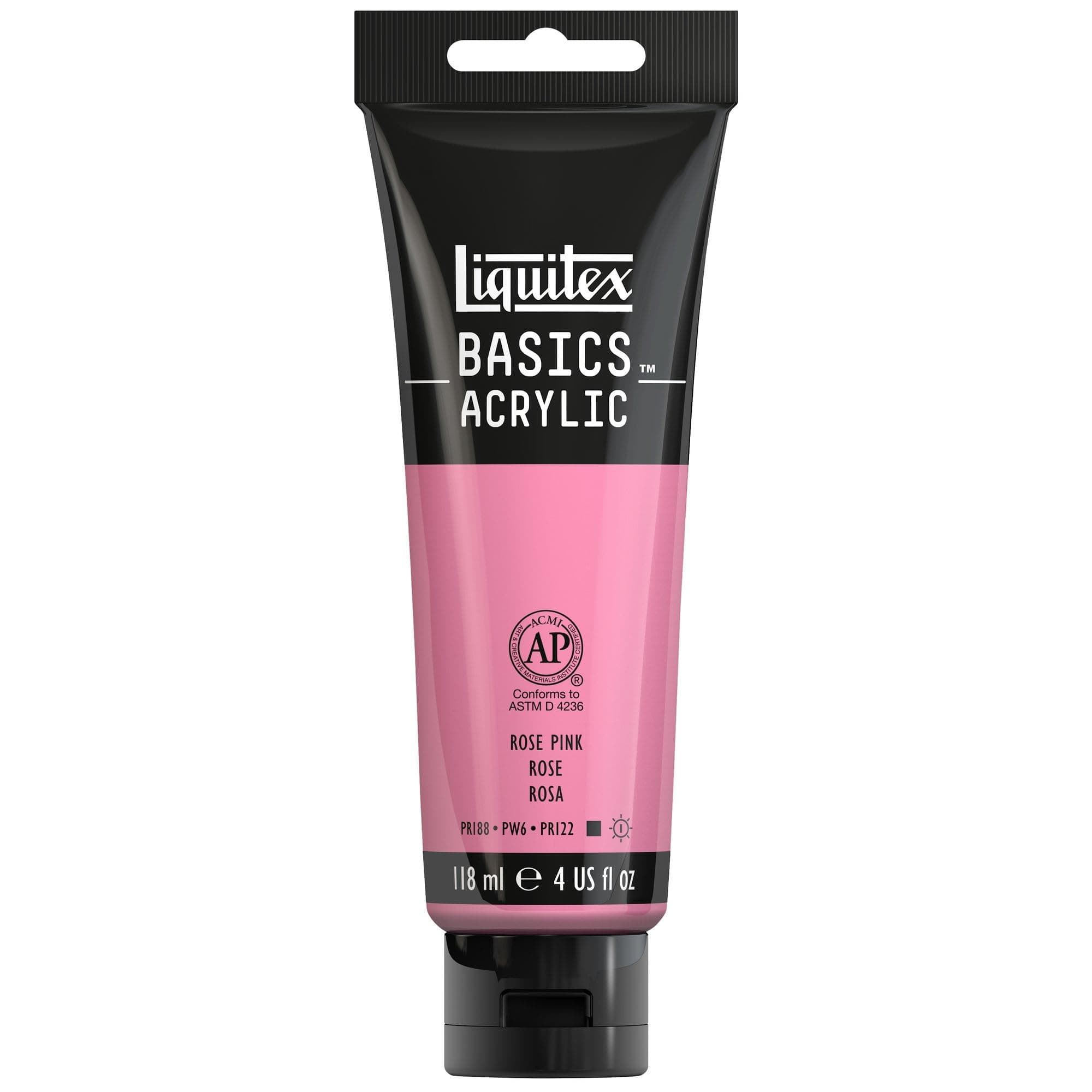 Liquitex BASICS Acrylic Paint, 4-oz tube, Rose Pink