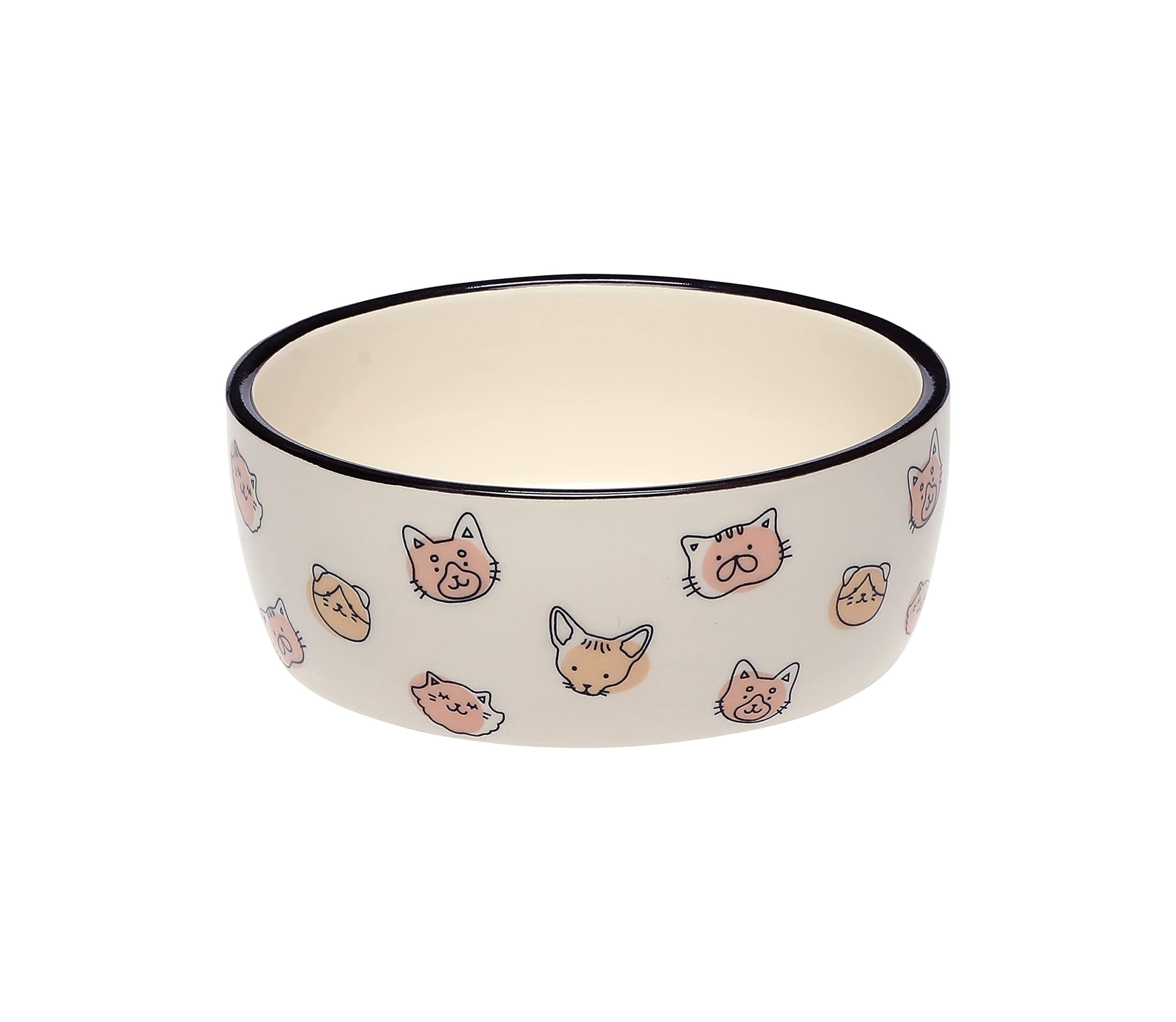 Pearhead Ceramic Cat Bowl, Holds 12 oz, Whisker-Friendly Pet Dish for Food and Water, Cute Cat Face Design