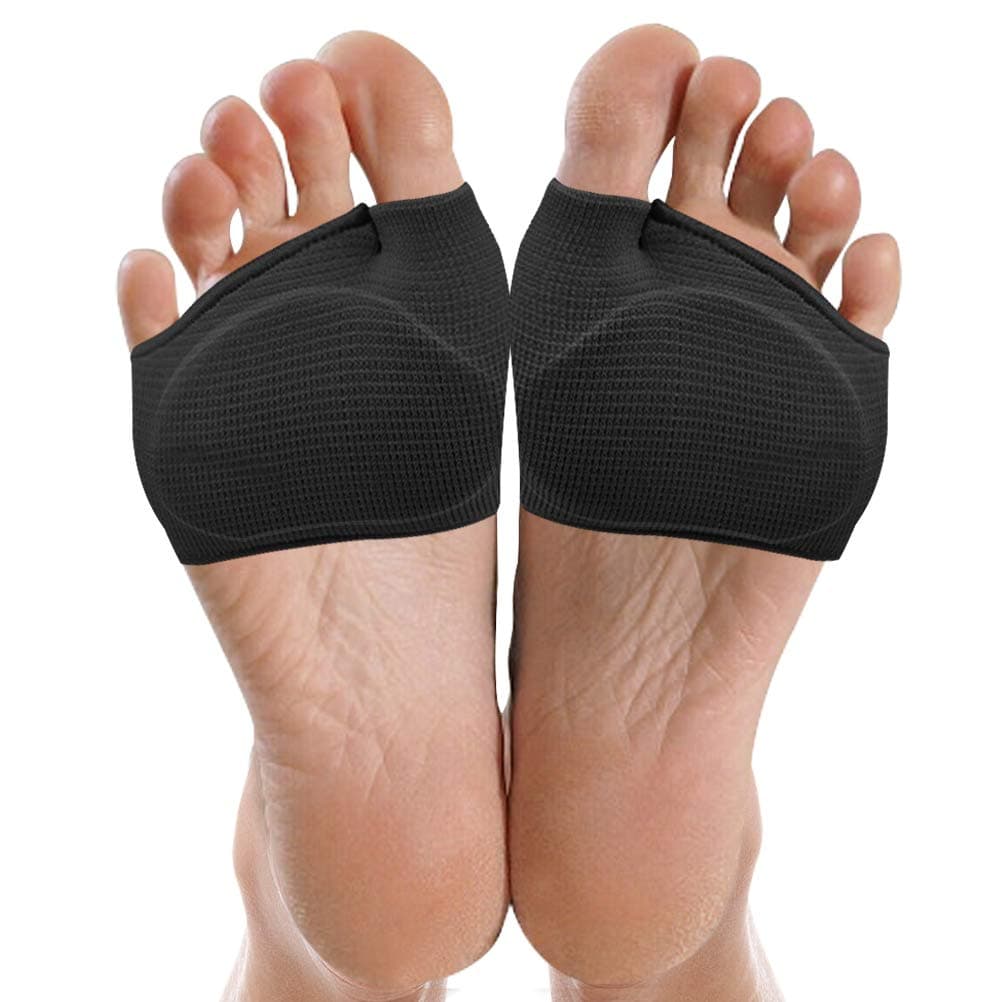 Metatarsal Sleeve Pads, 2 Pairs Fabric Metatarsal Sleeve with Sole Cushion Gel Pads for Diabetic, Ball of Foot Cushions for Metatarsalgia, Mortons Neuroma, Calluses Blisters