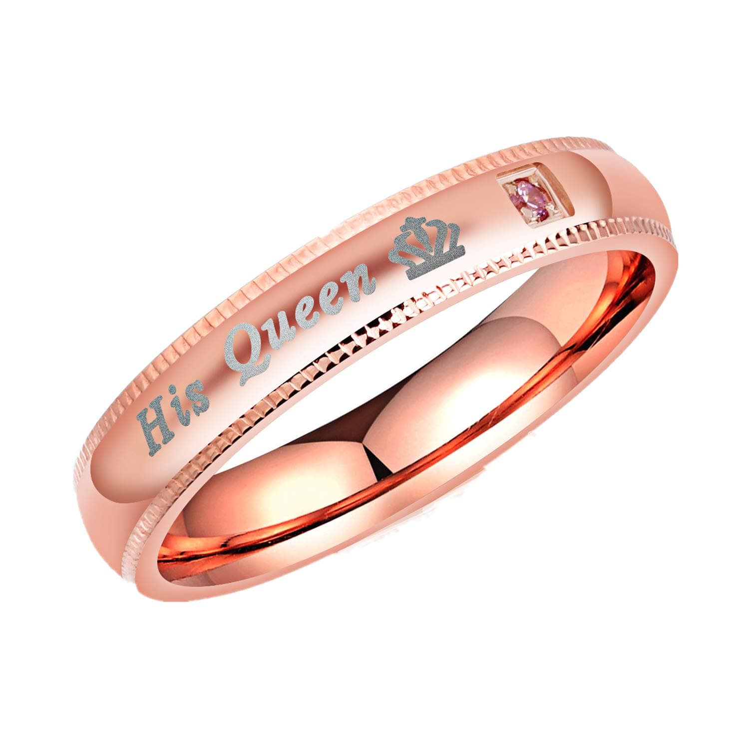 Her King His Queen Wedding Bands for Men Women, Stainless Steel His and Hers Couples Matching Anniversary Engagement Promise Rings