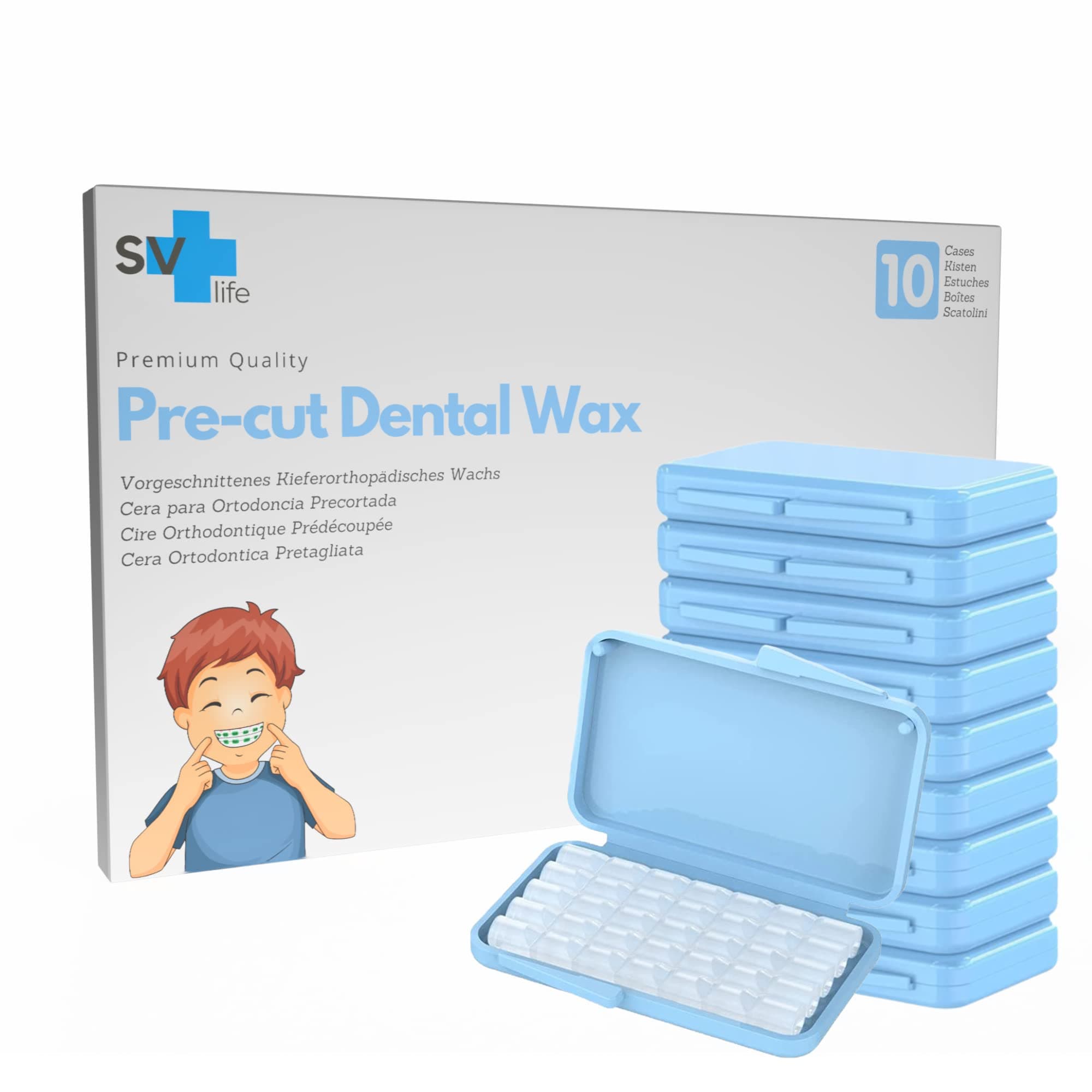 Pre-Cut Orthodontic Wax | Dental Wax for Braces (10 Boxes, No Flavouring)