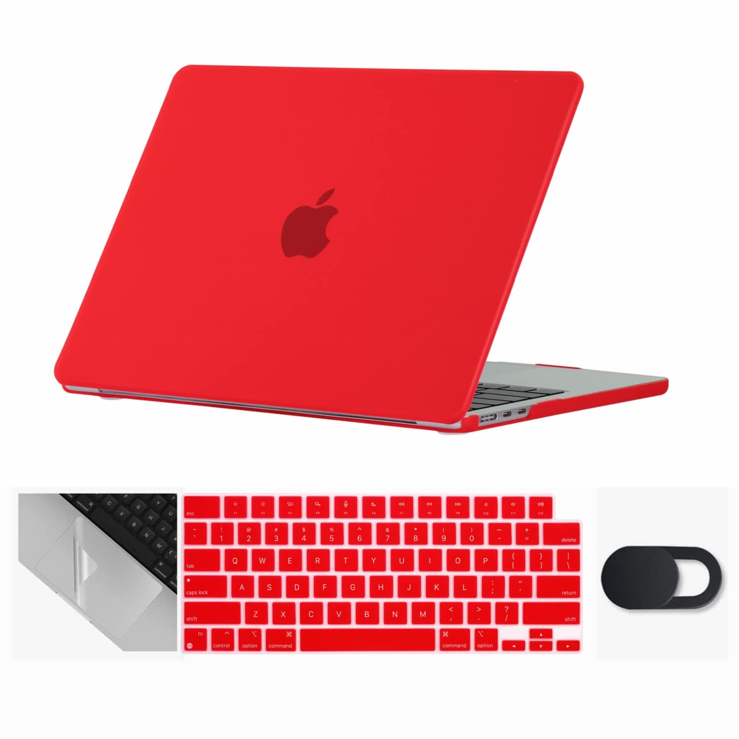 Se7enline Compatible with MacBook Air Case 15 inch 2024 2023 M2 M3 for 15.3 inch A2941/A3114 Matte Finish Laptop Hard Shell Case & Keyboard Protective Cover & Webcam Cover & Trackpad Protector,Red